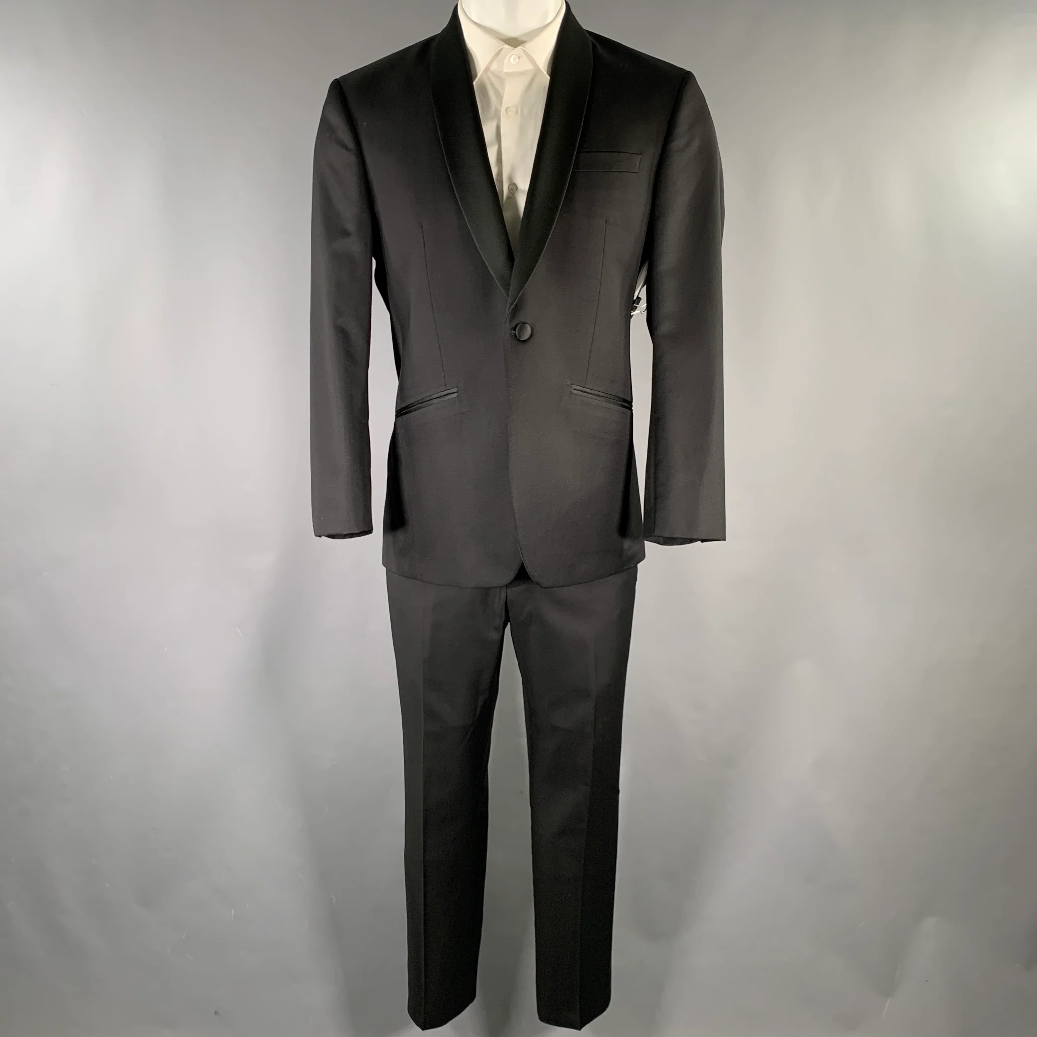 TED BAKER Size 40S Black Wool Mohair Tuxedo Suit - Image 3