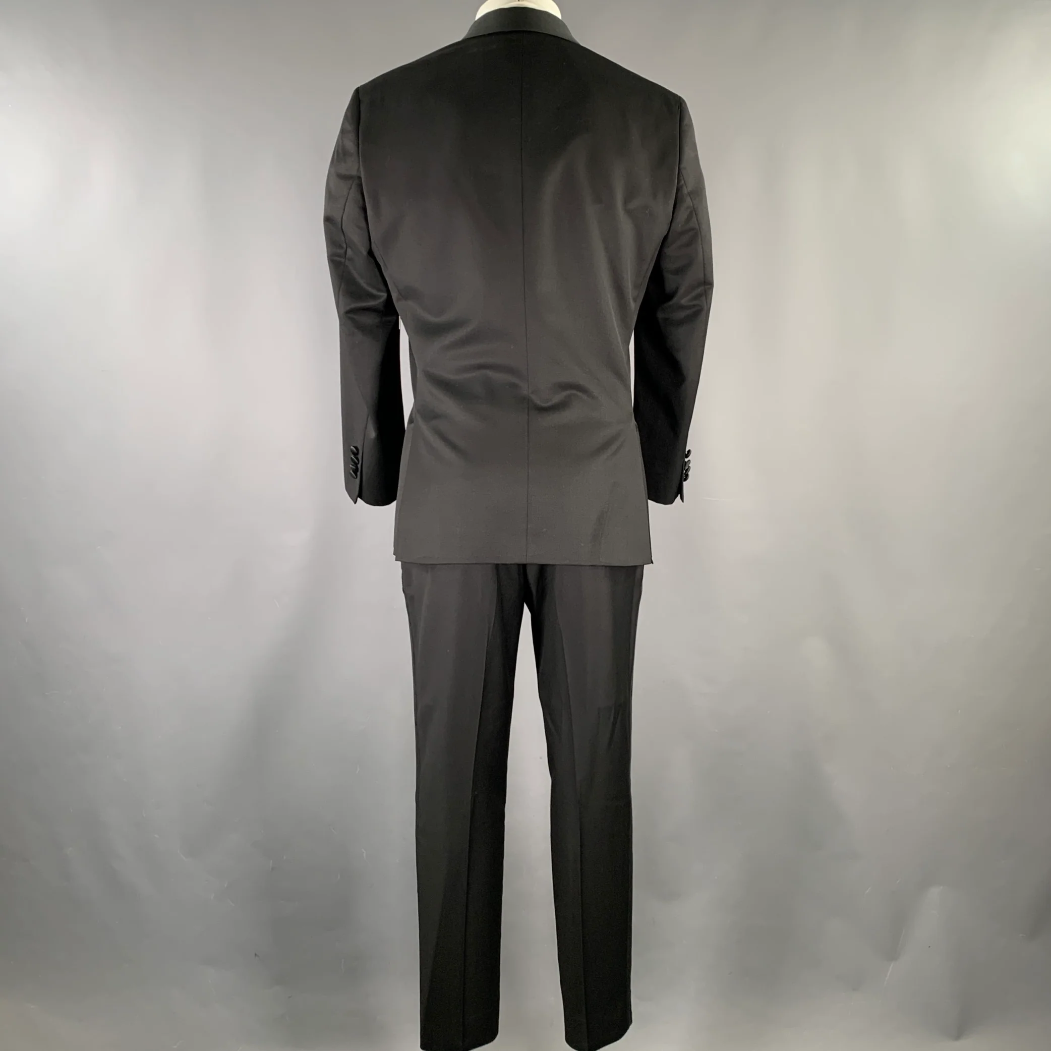 TED BAKER Size 40S Black Wool Mohair Tuxedo Suit - Image 4
