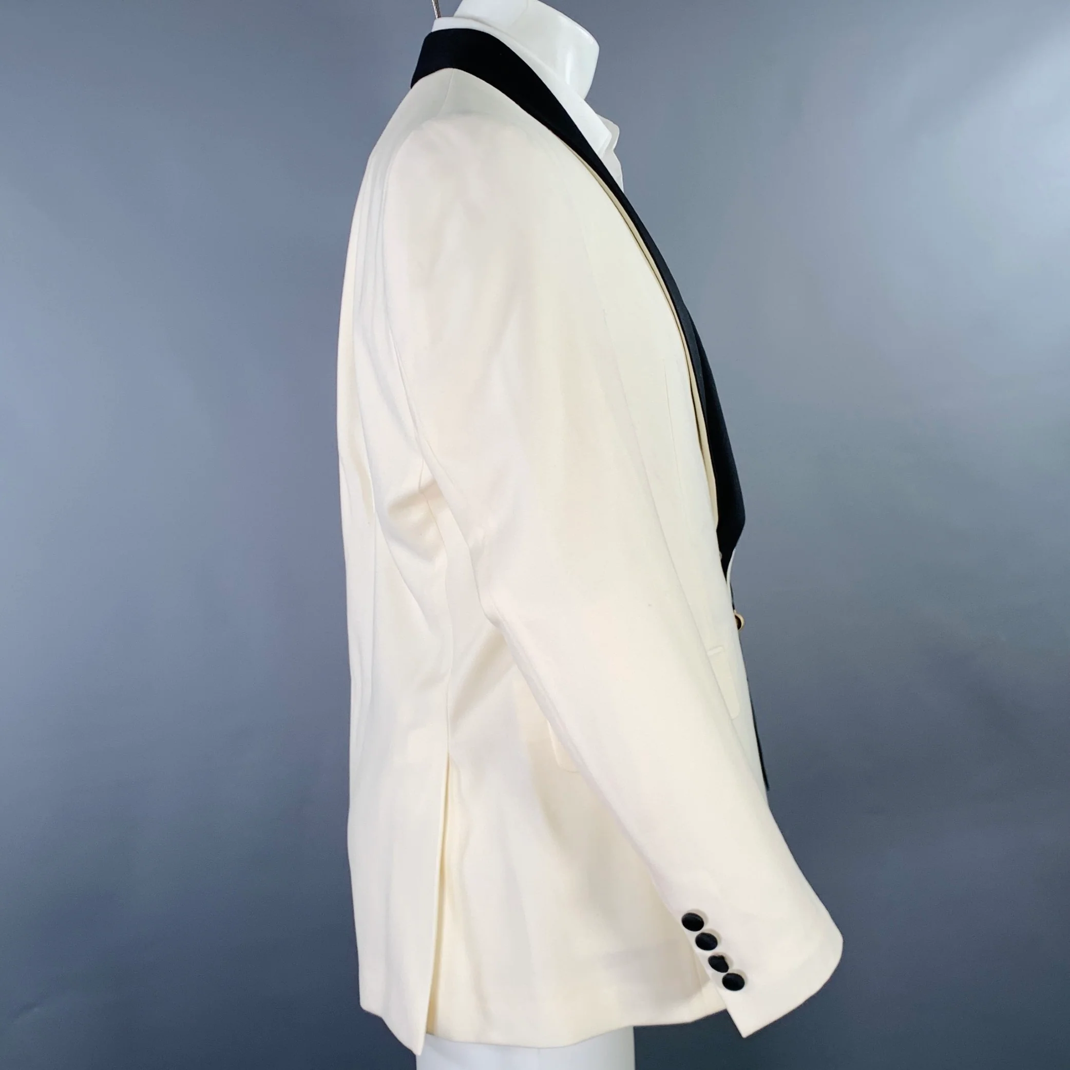 TED BAKER Size 42 Beige Black Wool Shawl Collar Sport Coat - Image 2