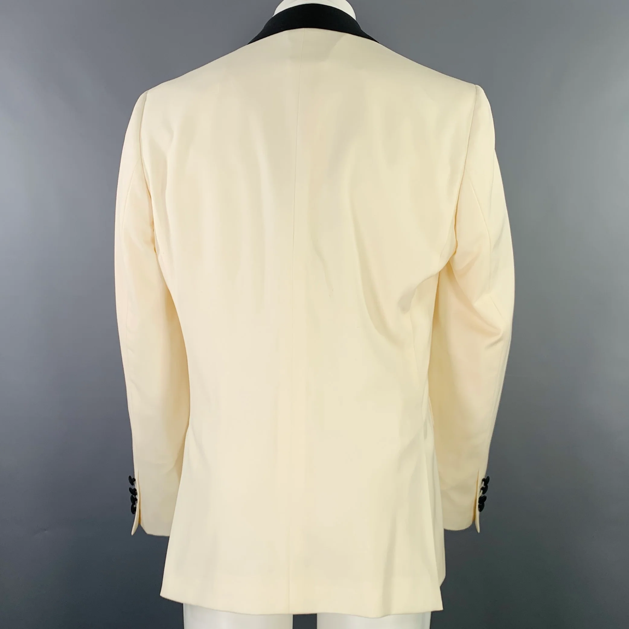 TED BAKER Size 42 Beige Black Wool Shawl Collar Sport Coat - Image 3