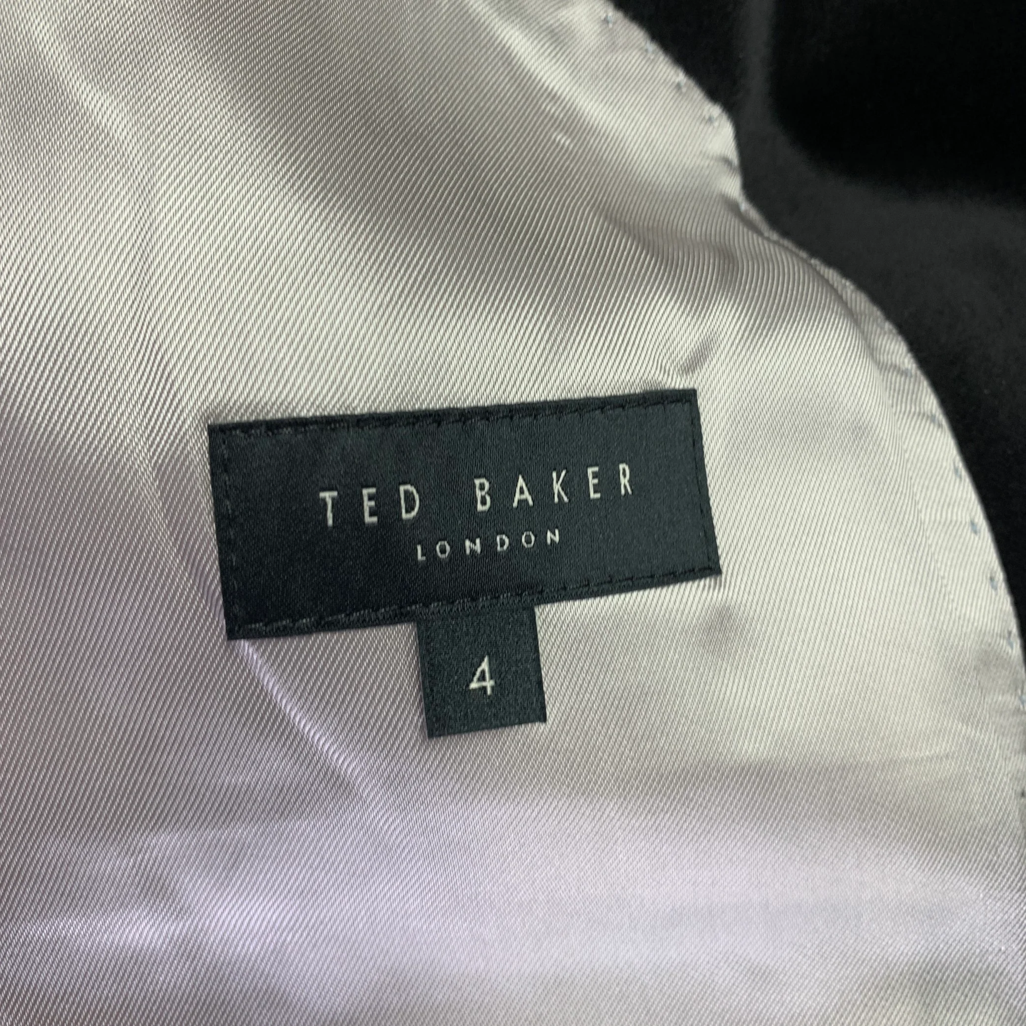 TED BAKER Size 42 Black Velvet Cotton Peak Lapel Sport Coat - Image 7