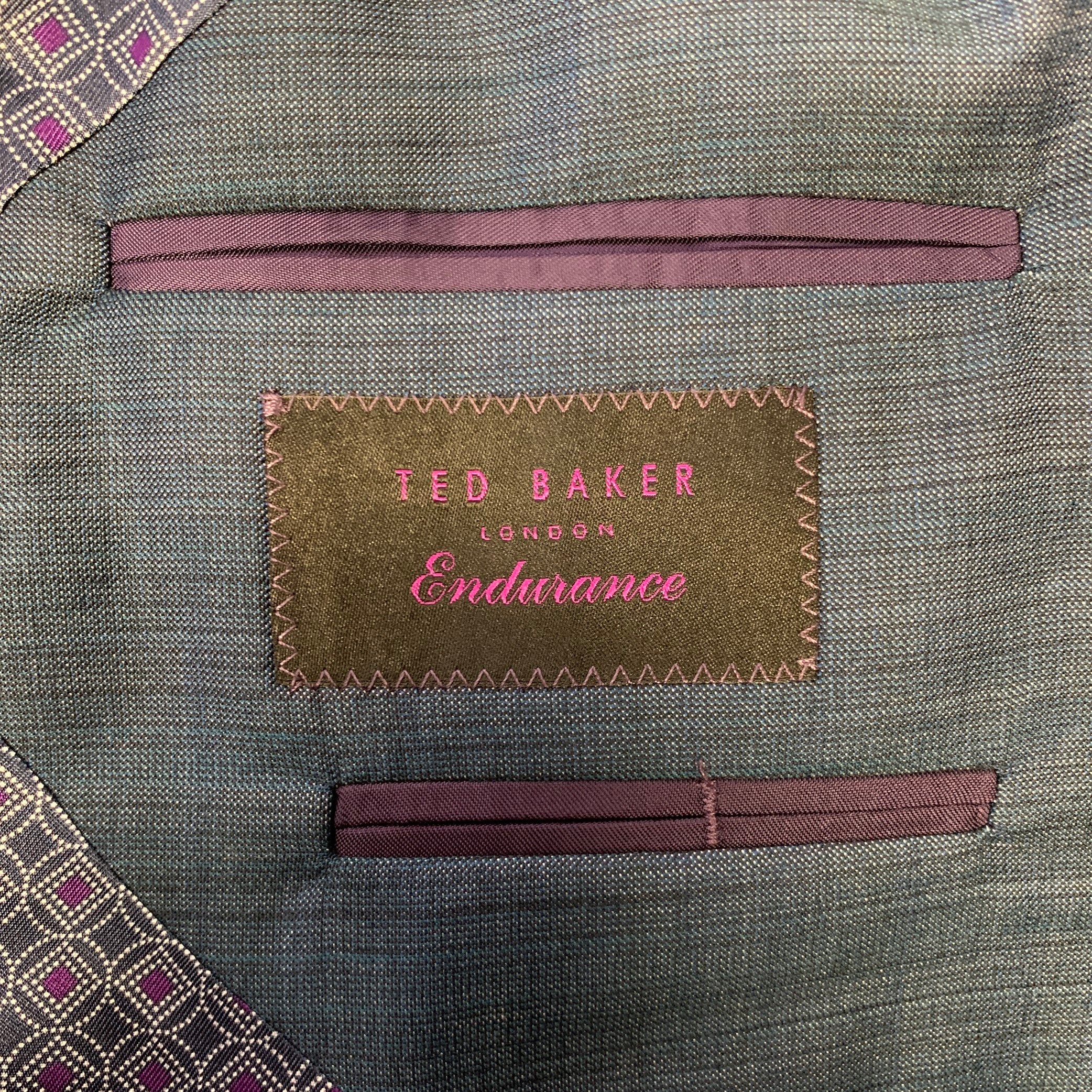 TED BAKER Size 44 Blue Purple Wool Suit - Image 7