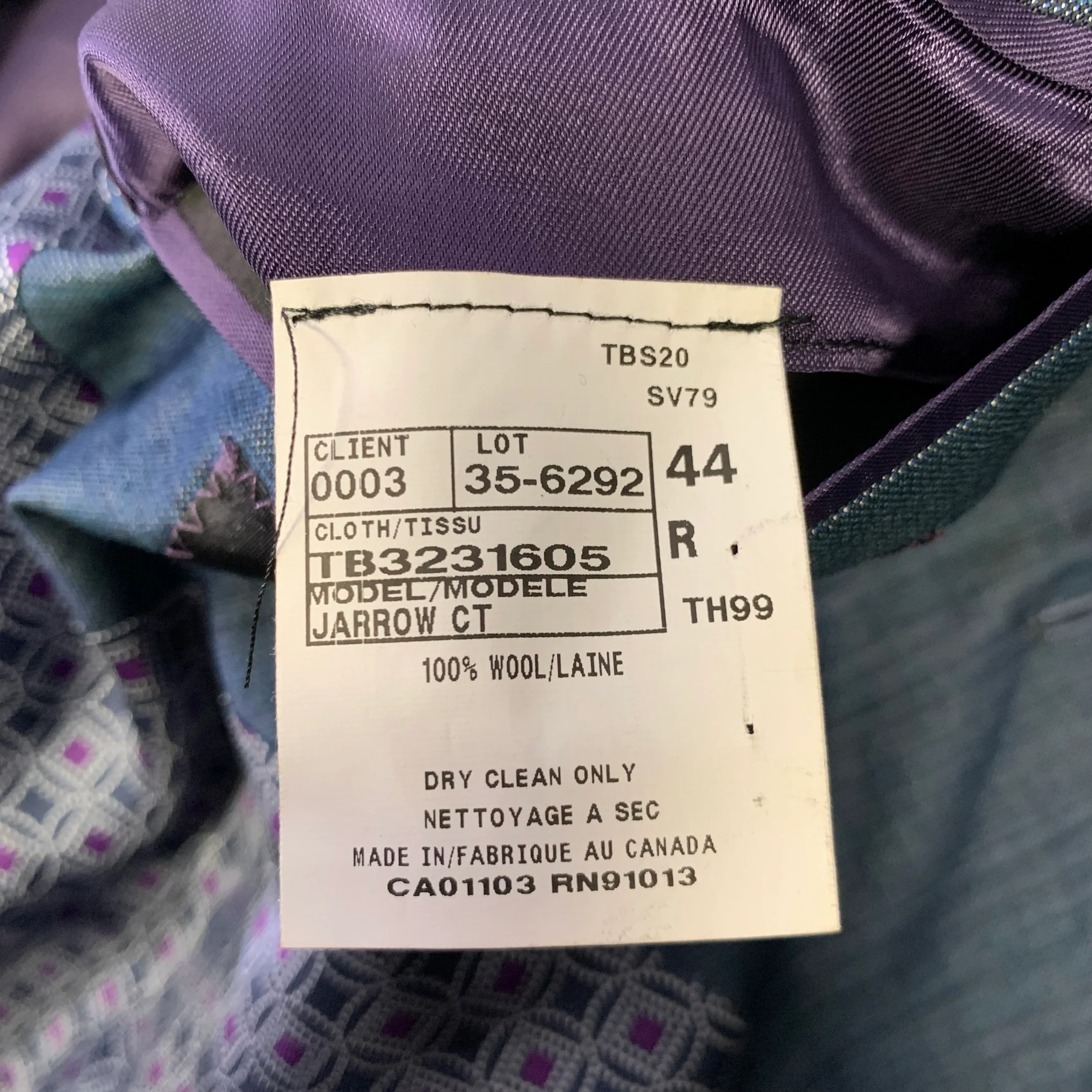 TED BAKER Size 44 Blue Purple Wool Suit - Image 8