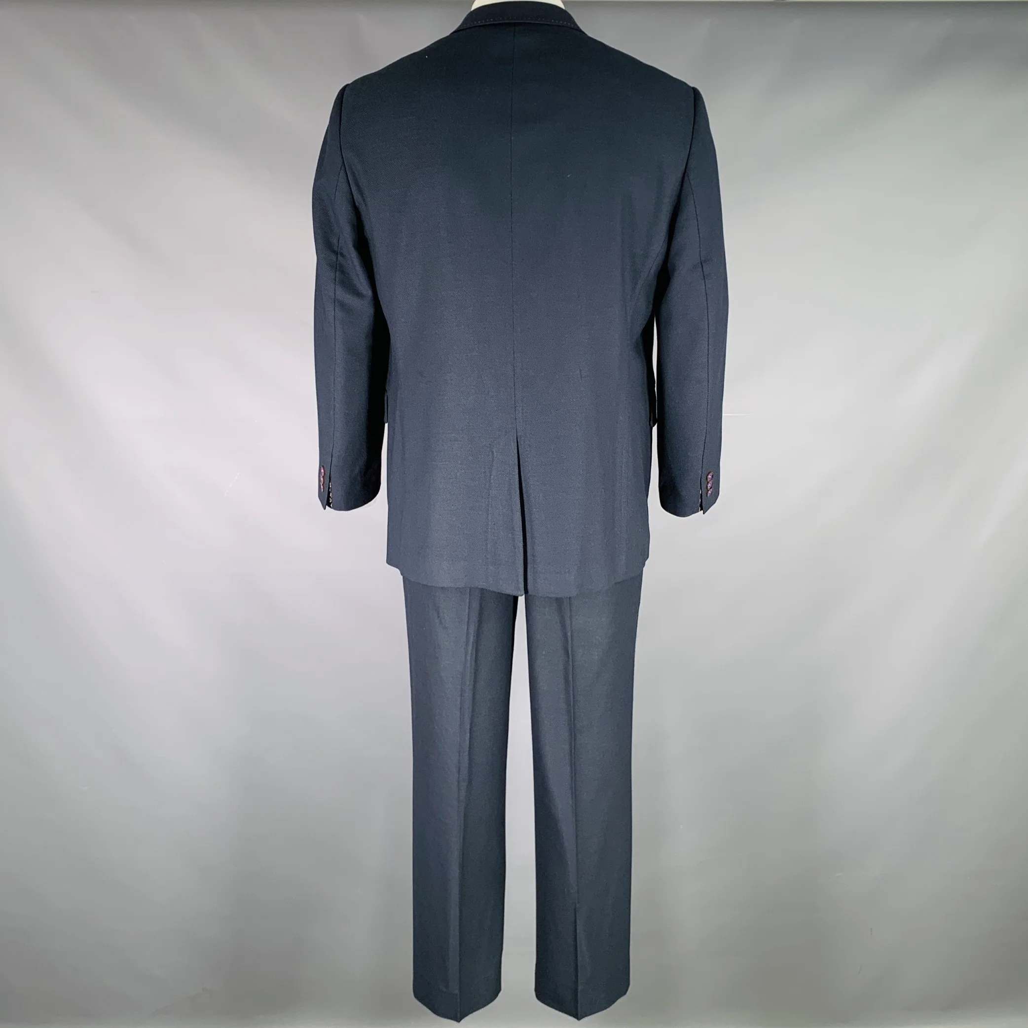 TED BAKER Size 46 Navy Pink Contrast Stitch Polyester Blend Suit - Image 3