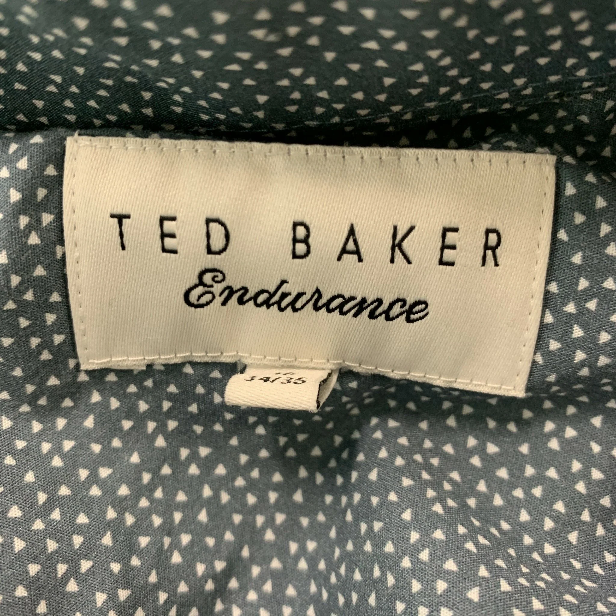 TED BAKER Size L Black White Nailhead Cotton Long Sleeve Shirt - Image 5