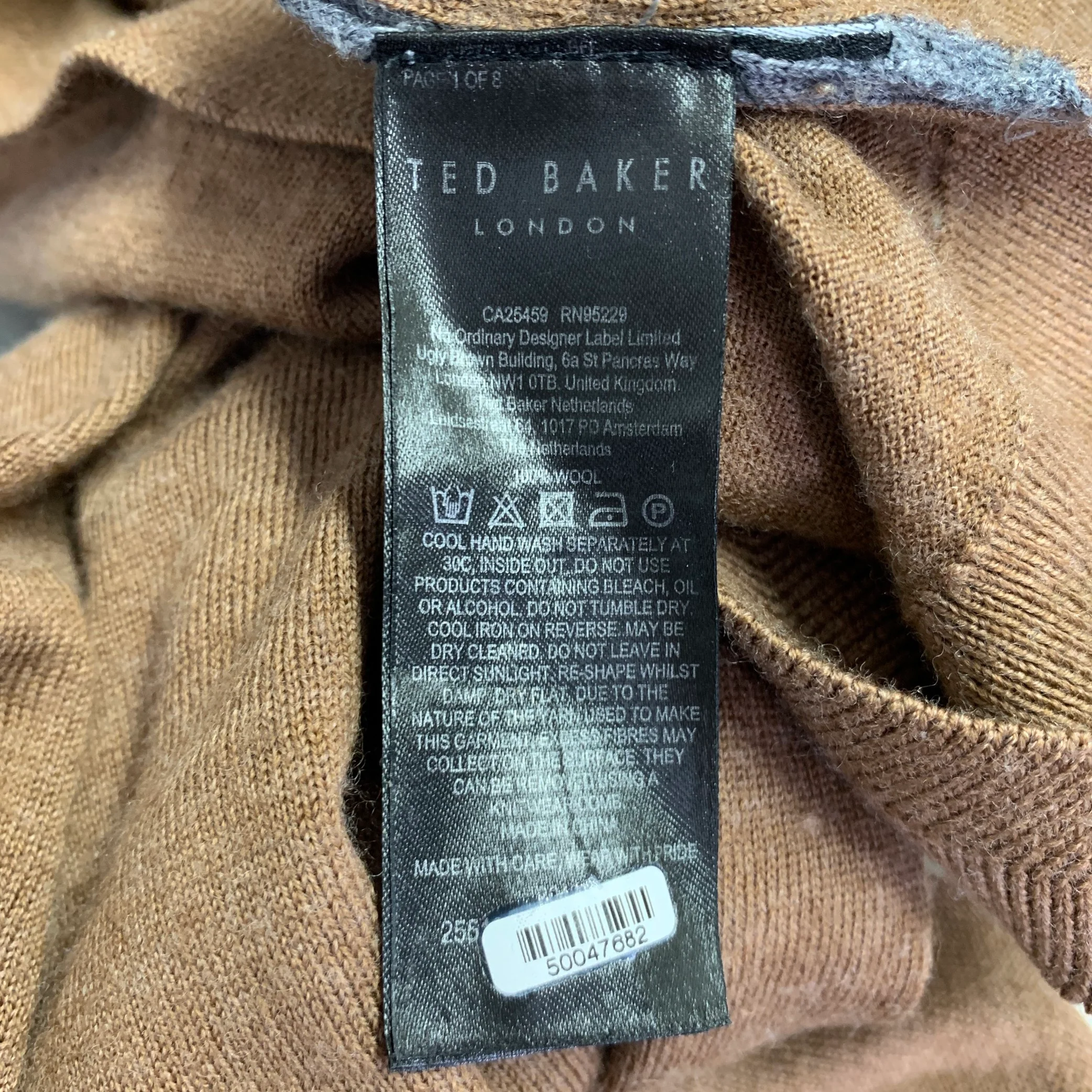 TED BAKER Size M Brown Wool Turtleneck Pullover - Image 7
