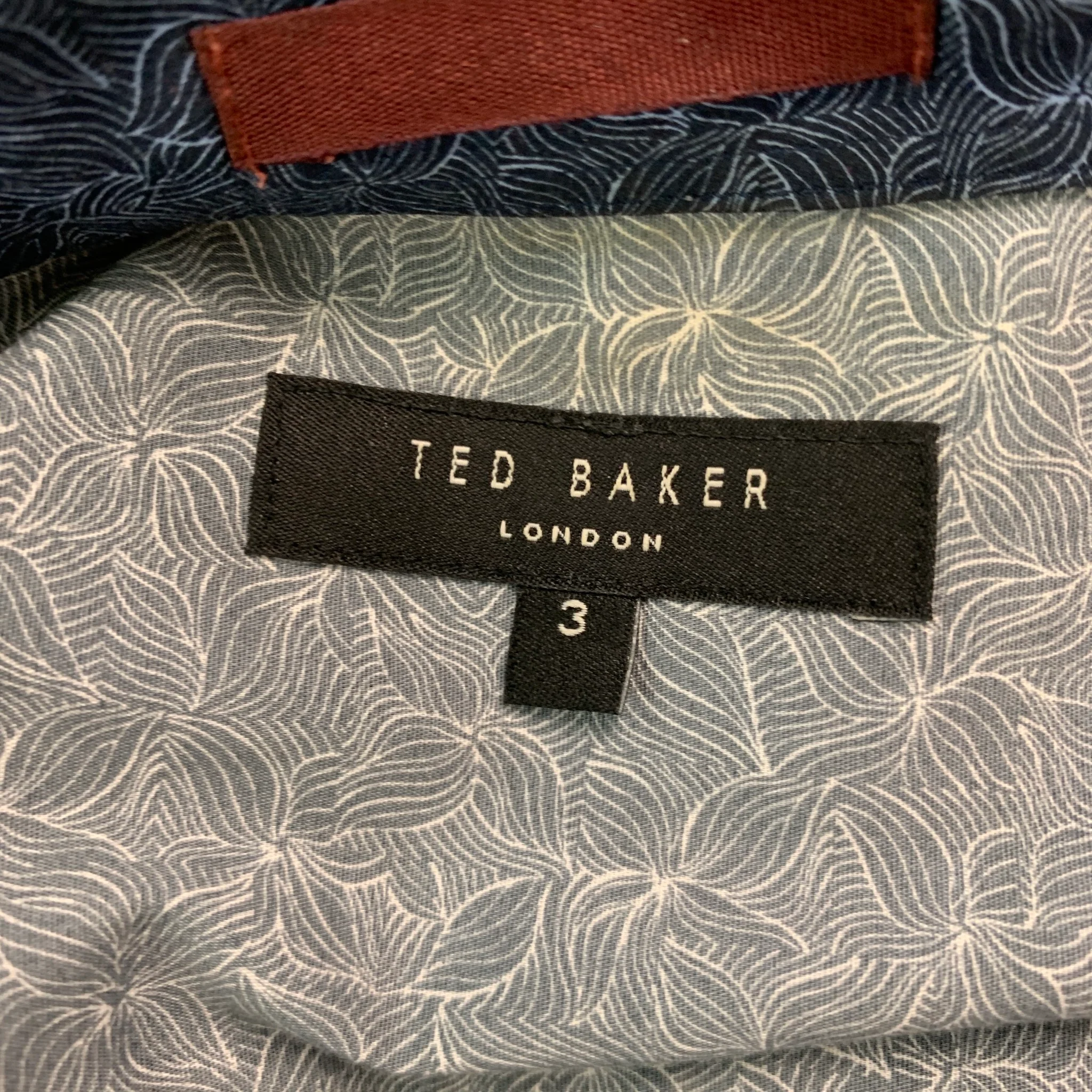 TED BAKER Size M Navy Blue Abstract Cotton Elastane Long Sleeve Shirt - Image 6