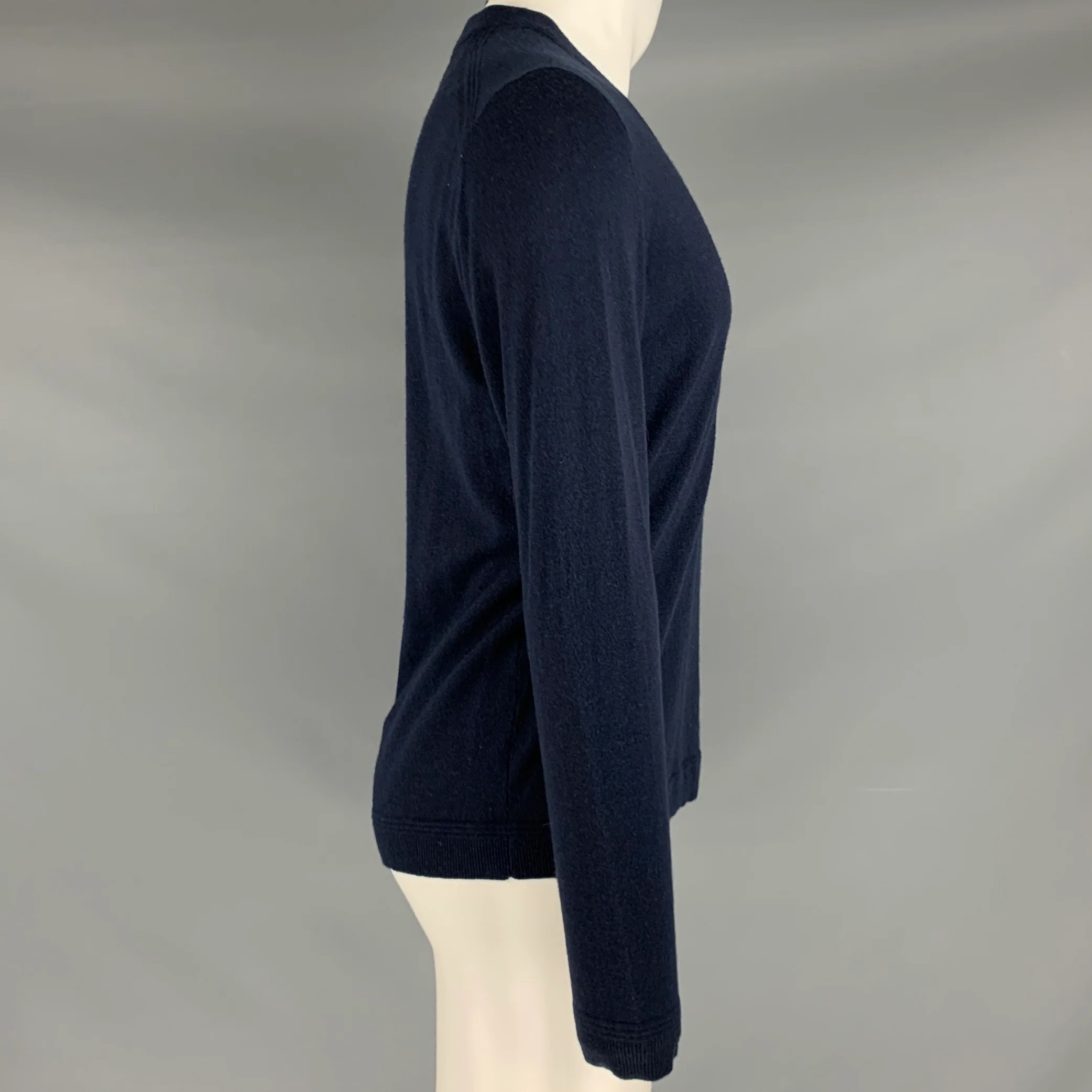 TED BAKER Size M Navy Knit Wool Blend V-Neck Pullover - Image 2