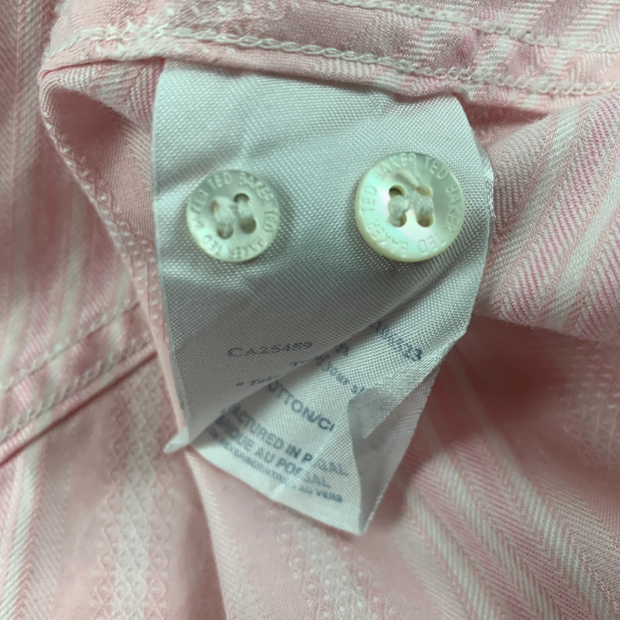 TED BAKER Size M Pink Stripe Cotton Button Up Long Sleeve Shirt - Image 4