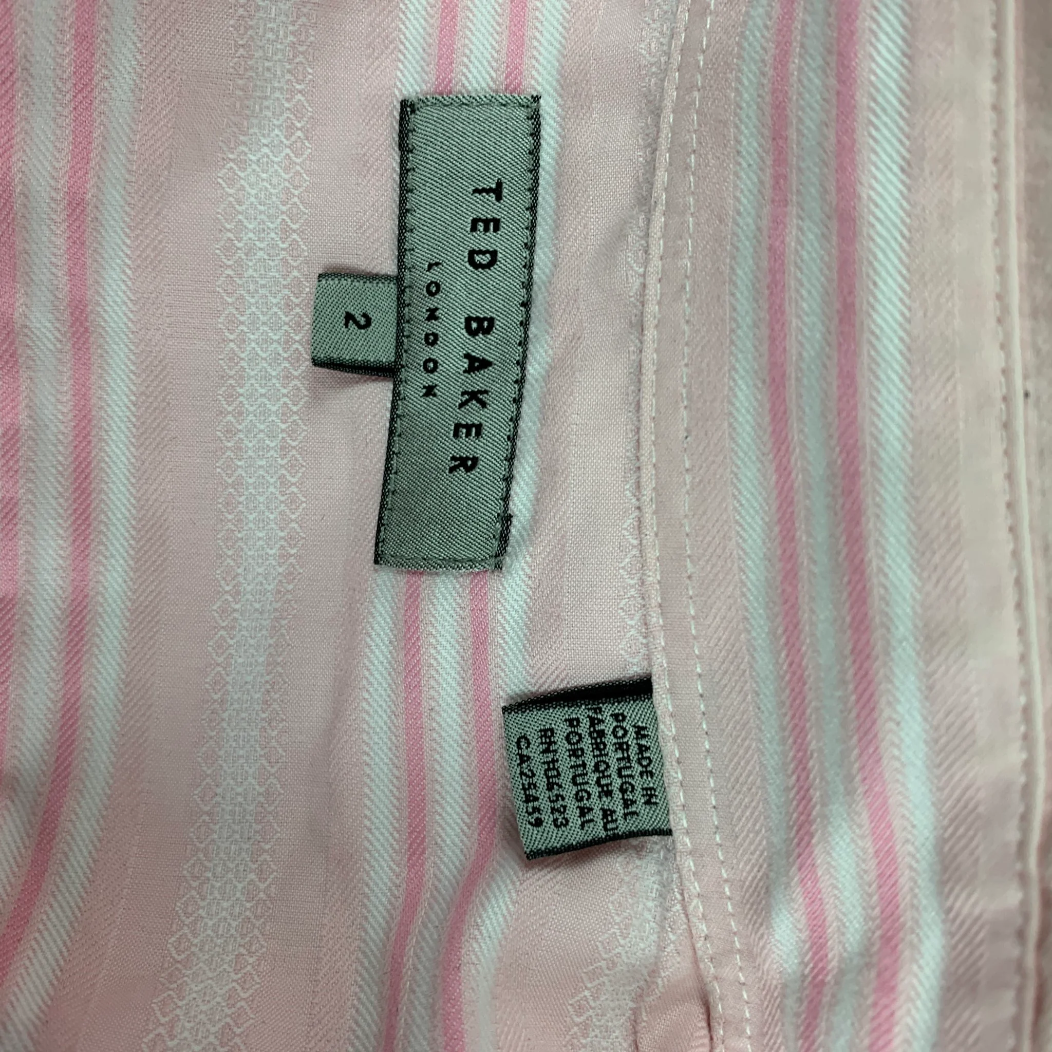 TED BAKER Size M Pink Stripe Cotton Button Up Long Sleeve Shirt - Image 5