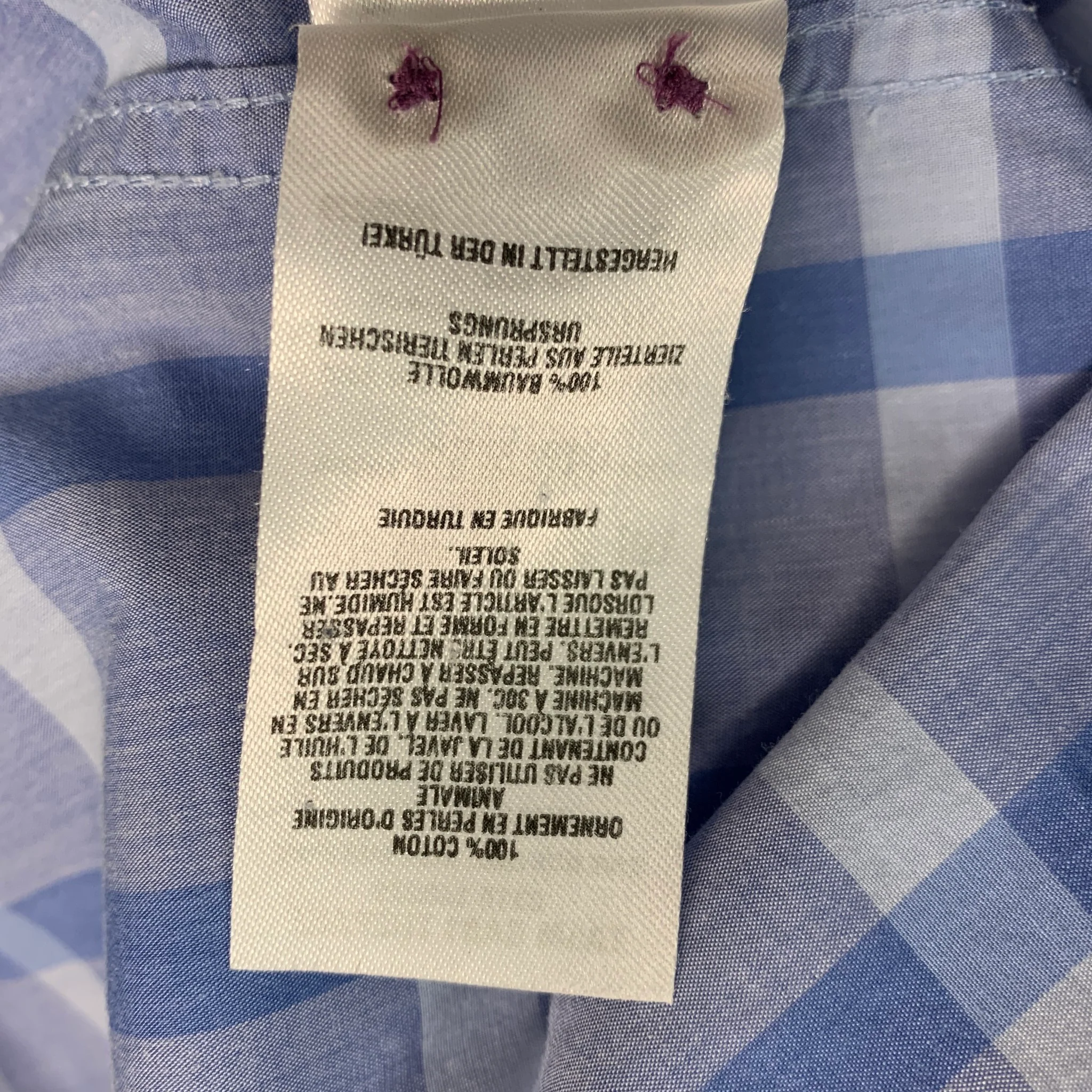 TED BAKER Size S Blue Light Blue Plaid Cotton One Pocket Long Sleeve Shirt - Image 10