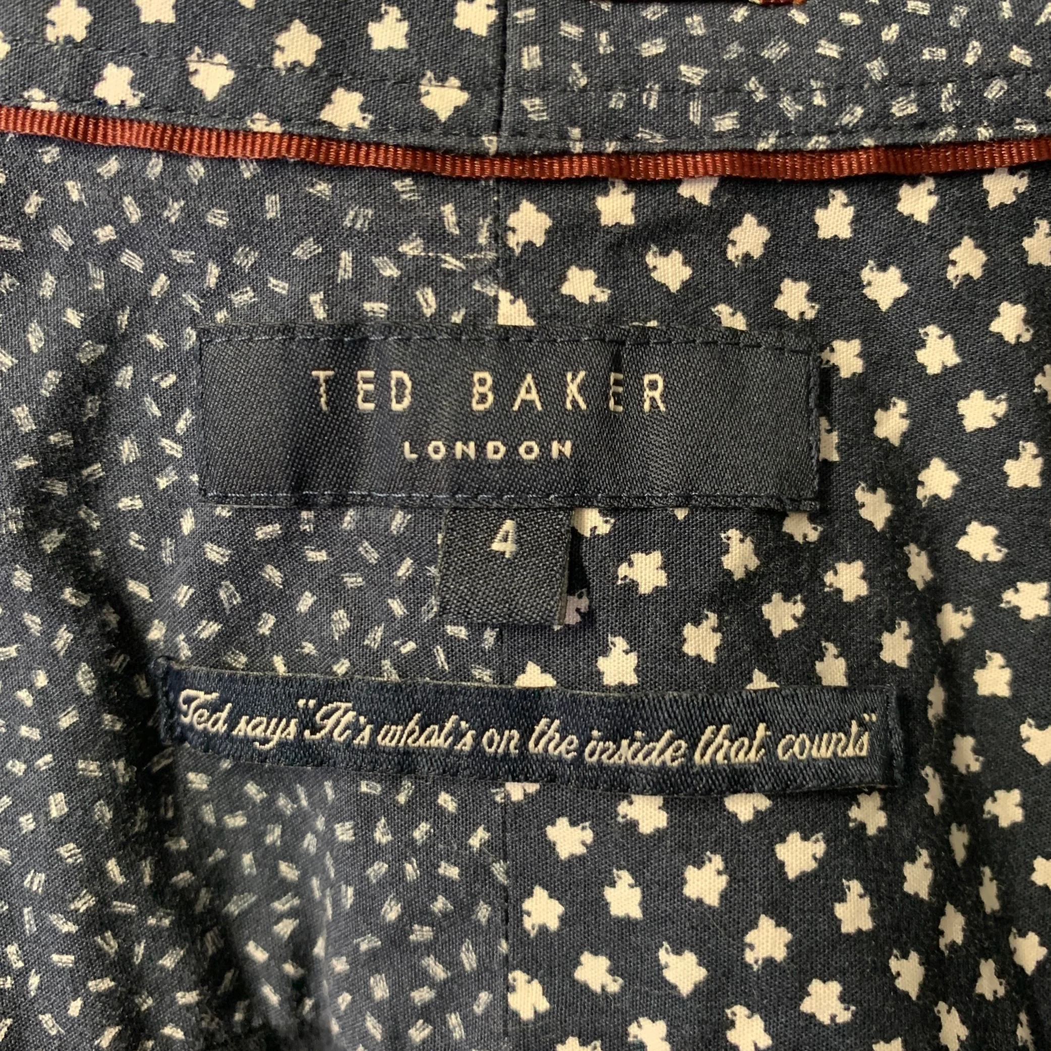 TED BAKER Size S Navy Cotton Blend Button Down Long Sleeve Shirt - Image 6