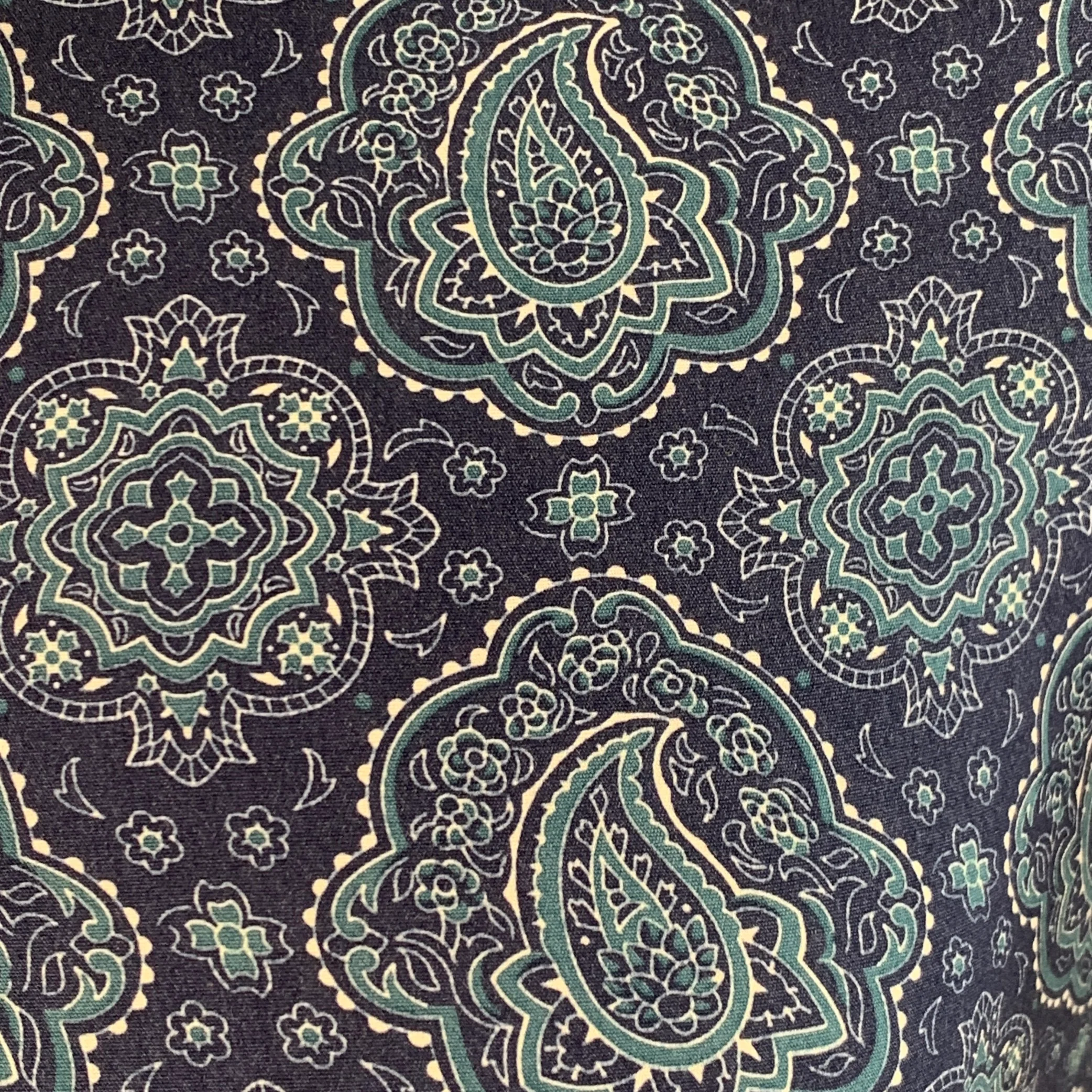 TED BAKER Size XS Bcrumbs Navy Green Paisley Cotton Spread Collar Short Sleeve Shirt - Image 2