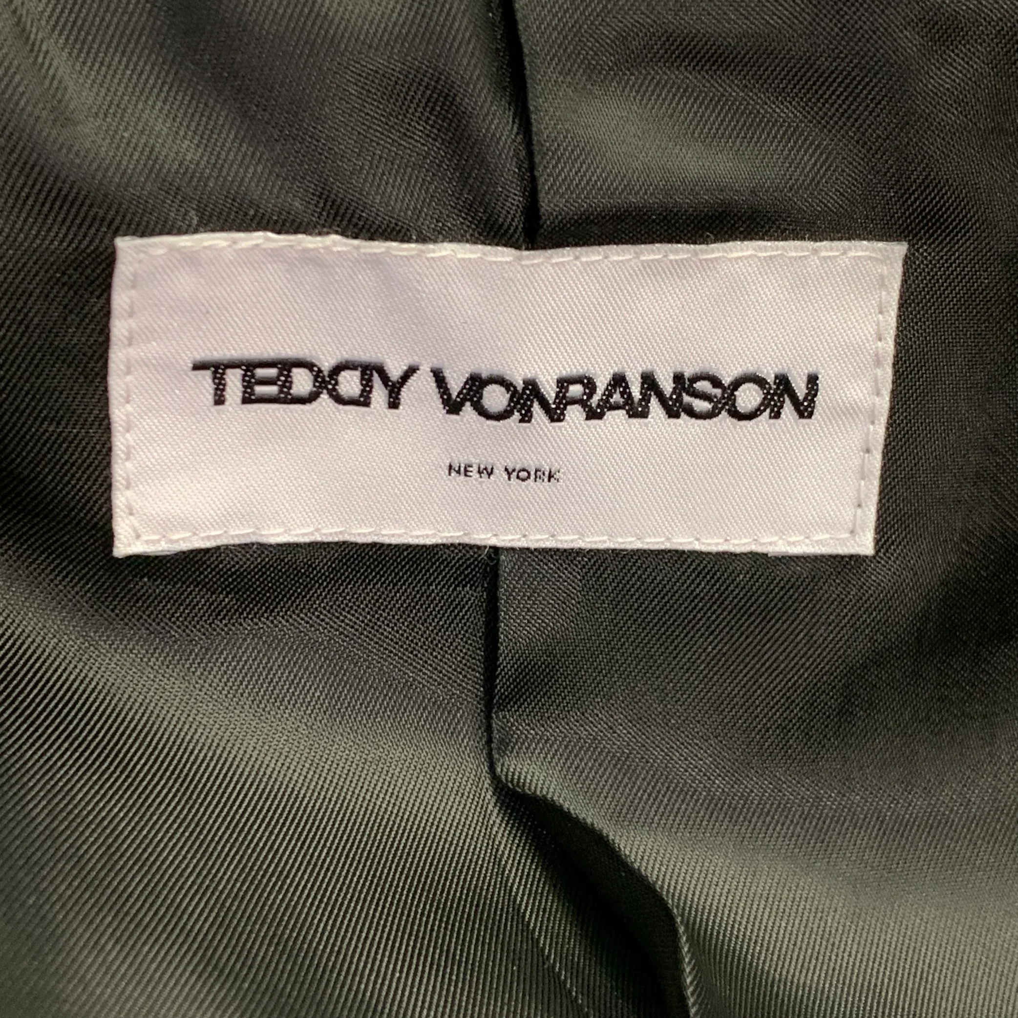 TEDDY VONRANSON Size 38 Neon Yellow Wool Silk Peak Lapel Double Breasted Sport Coat - Image 9