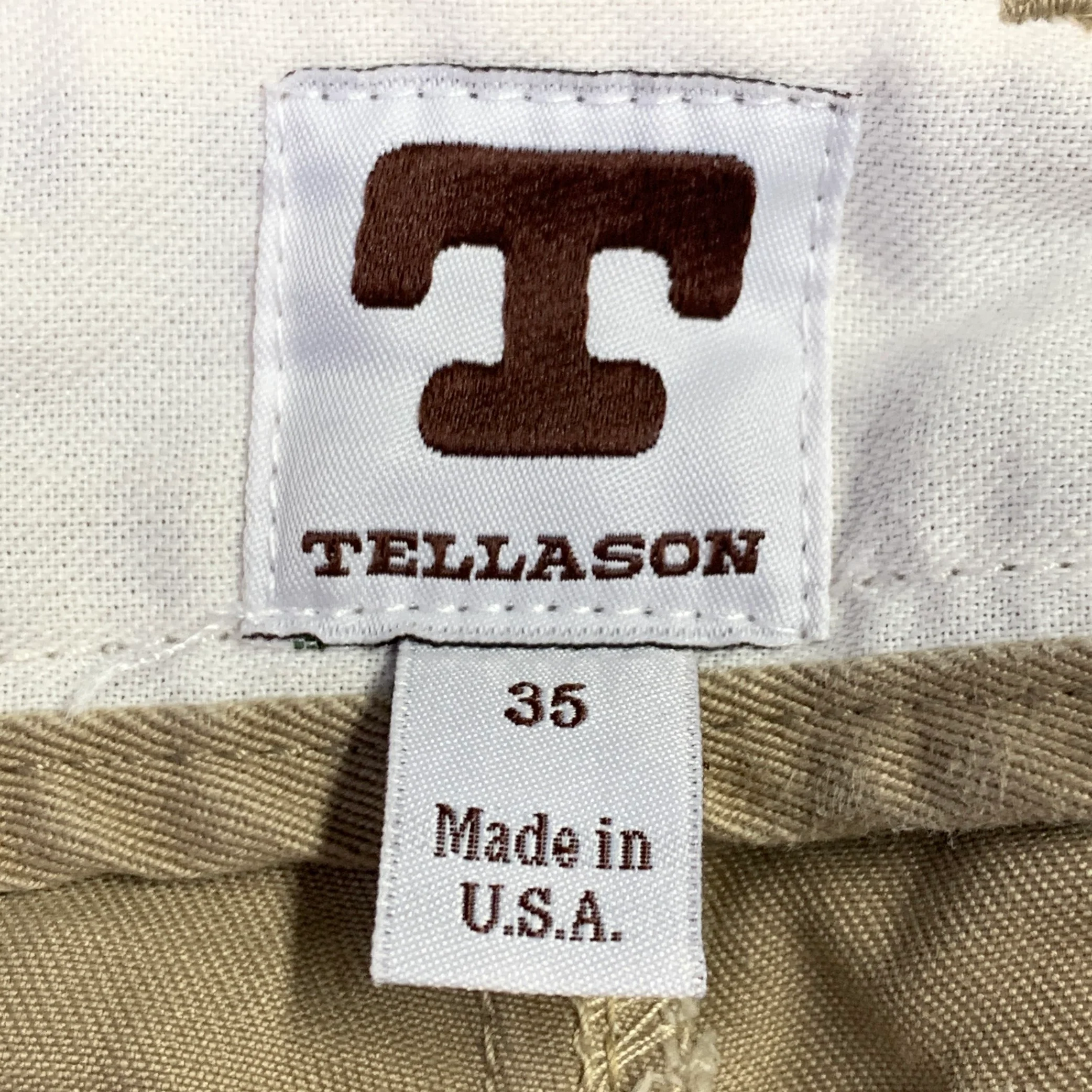 TELLASON Size 35 Khaki Cotton Button Fly Casual Pants - Image 3