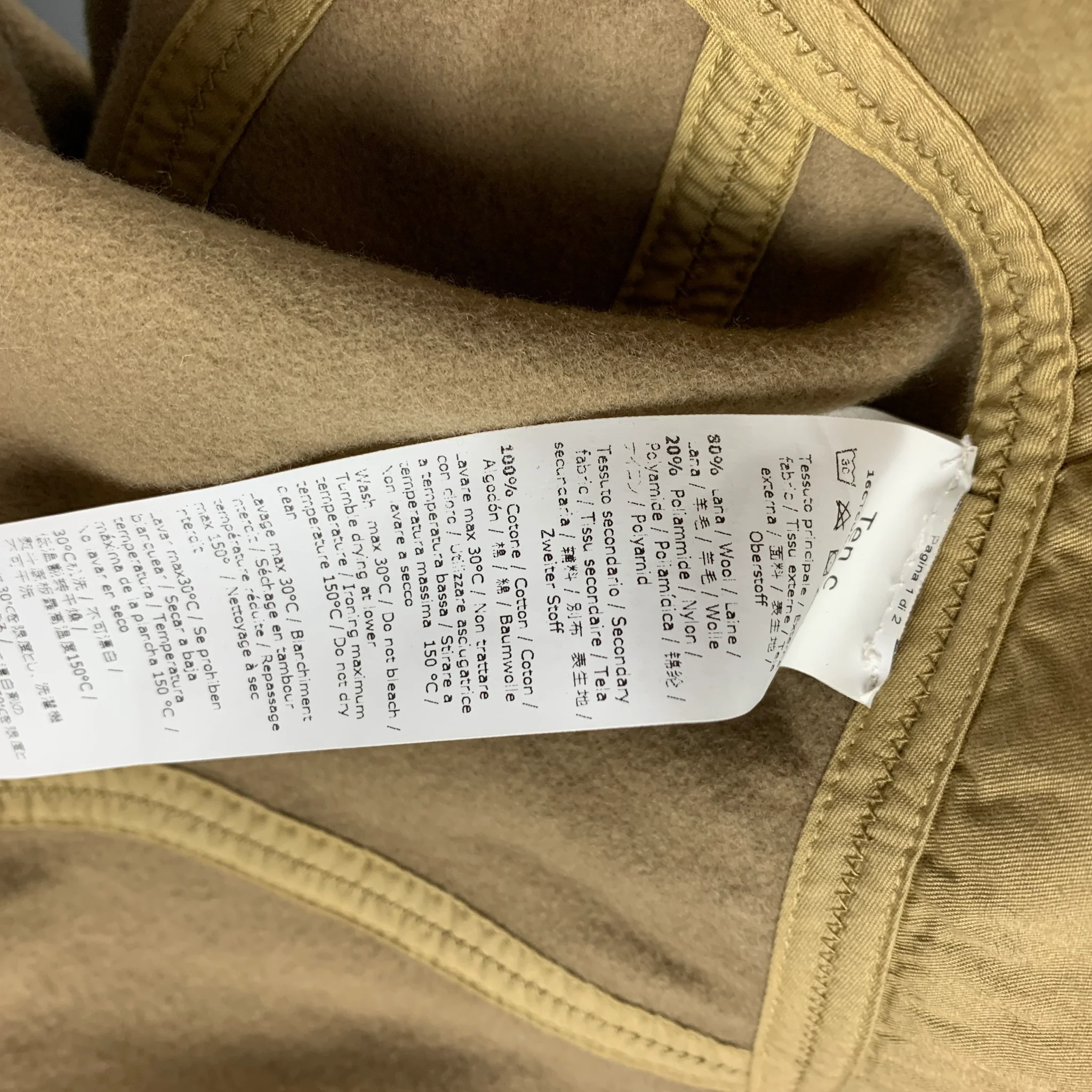 TEN C Size L Khaki Wool Polyamide Hood - Image 5