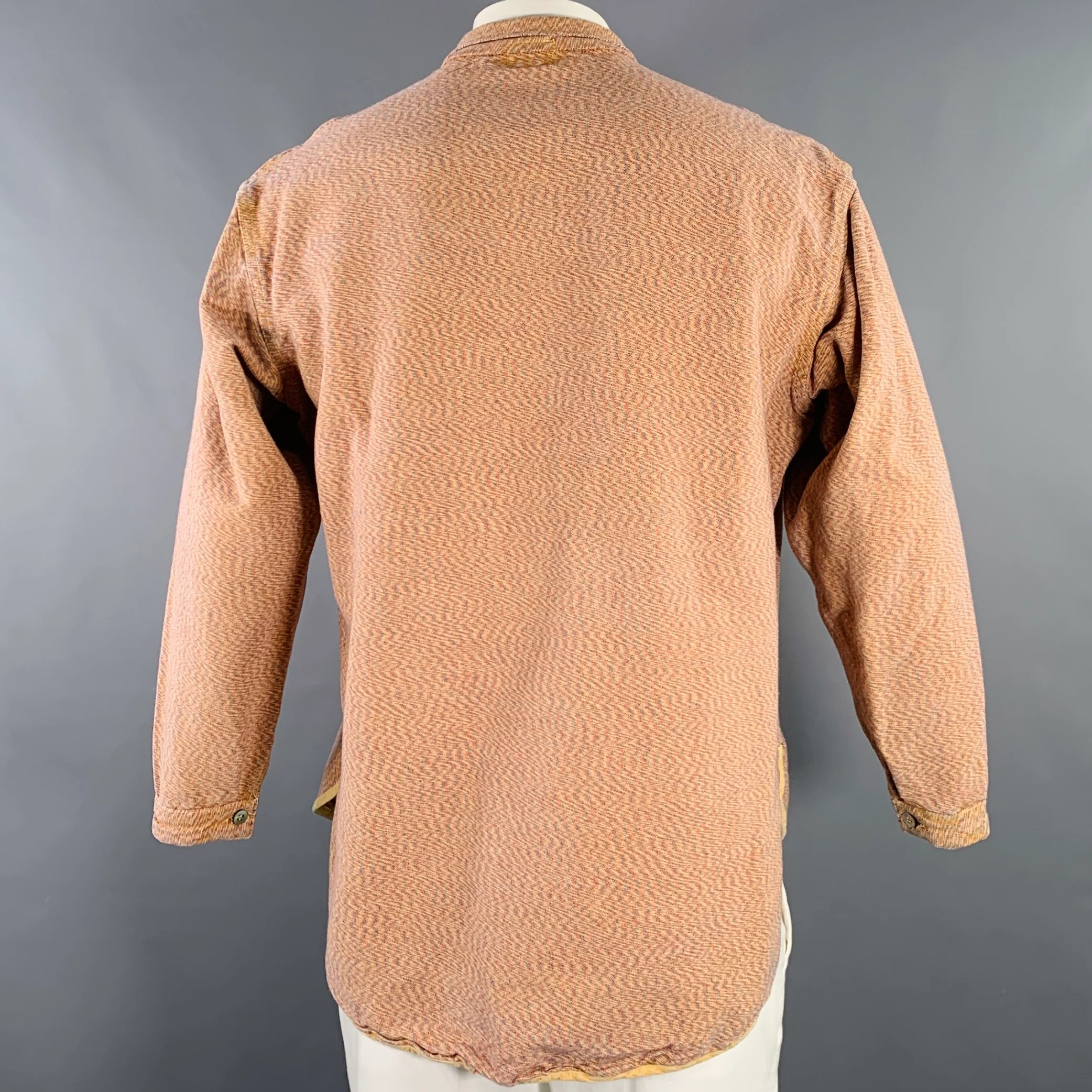 TENDER CO. Size XL Orange Navy Yellow Zig Zag Cotton Long Sleeve Shirt - Image 4
