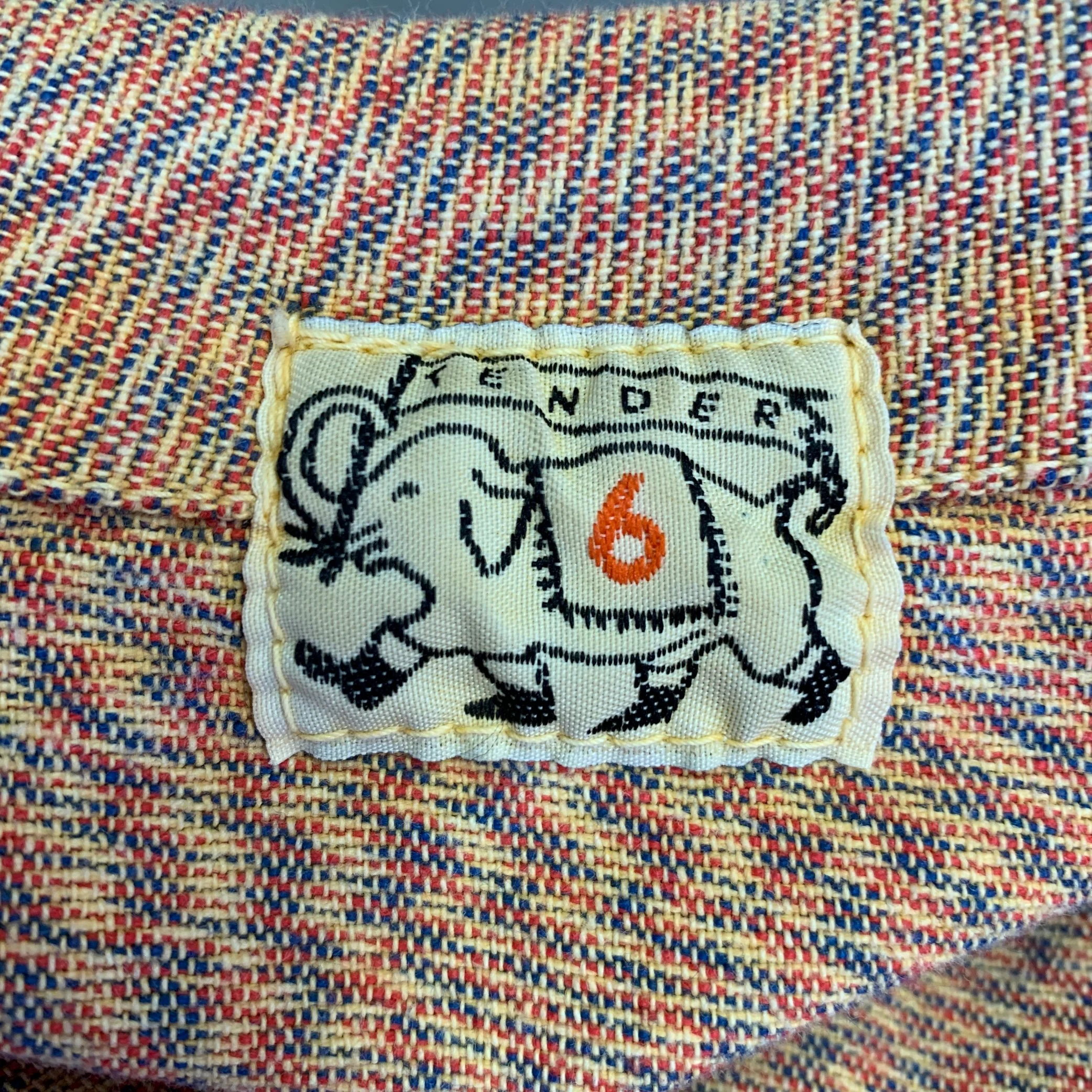 TENDER CO. Size XL Orange Navy Yellow Zig Zag Cotton Long Sleeve Shirt - Image 5