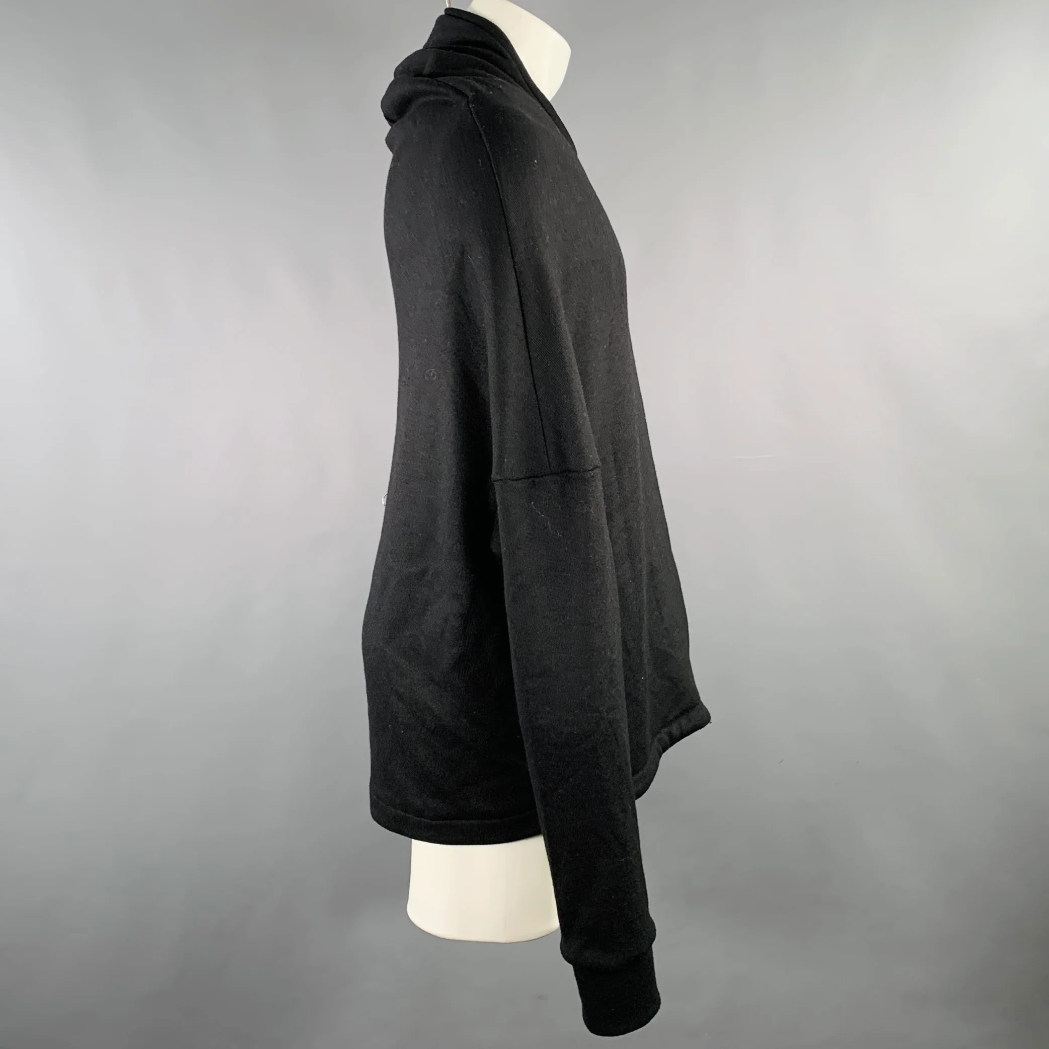 THAMANYAH Size S Black Double Face Wool Cotton Blend Collarless Jacket - Image 2