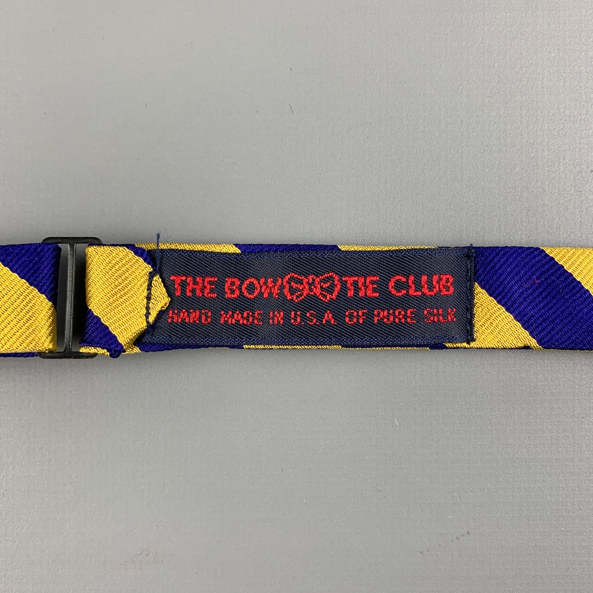 THE BOW TIE CLUB Yellow Purple Stripe Silk Bow Tie - Image 3
