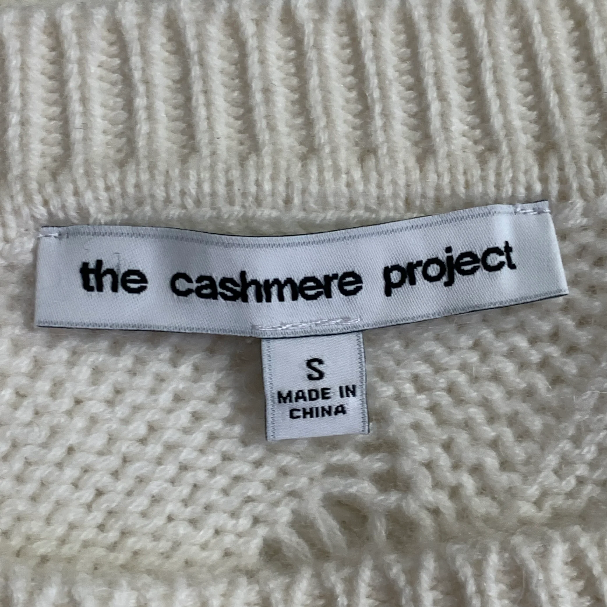 THE CASHMERE PROJECT Size S Cream Cashmere Geometric Crew Neck Sweater - Image 5