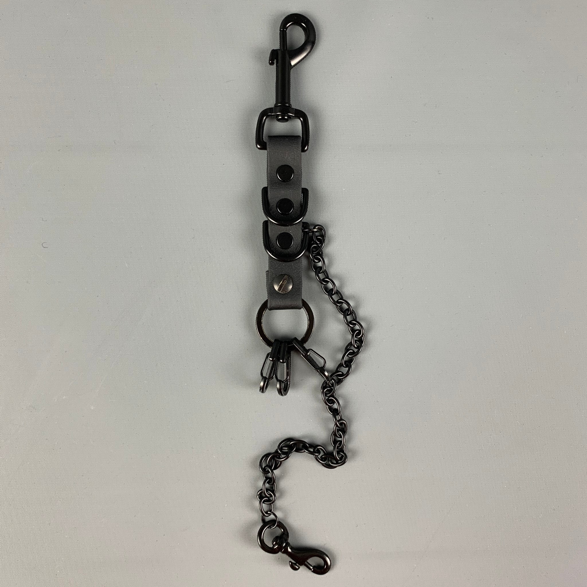 THE CELECT Black Faux Leather Metal Key Chain