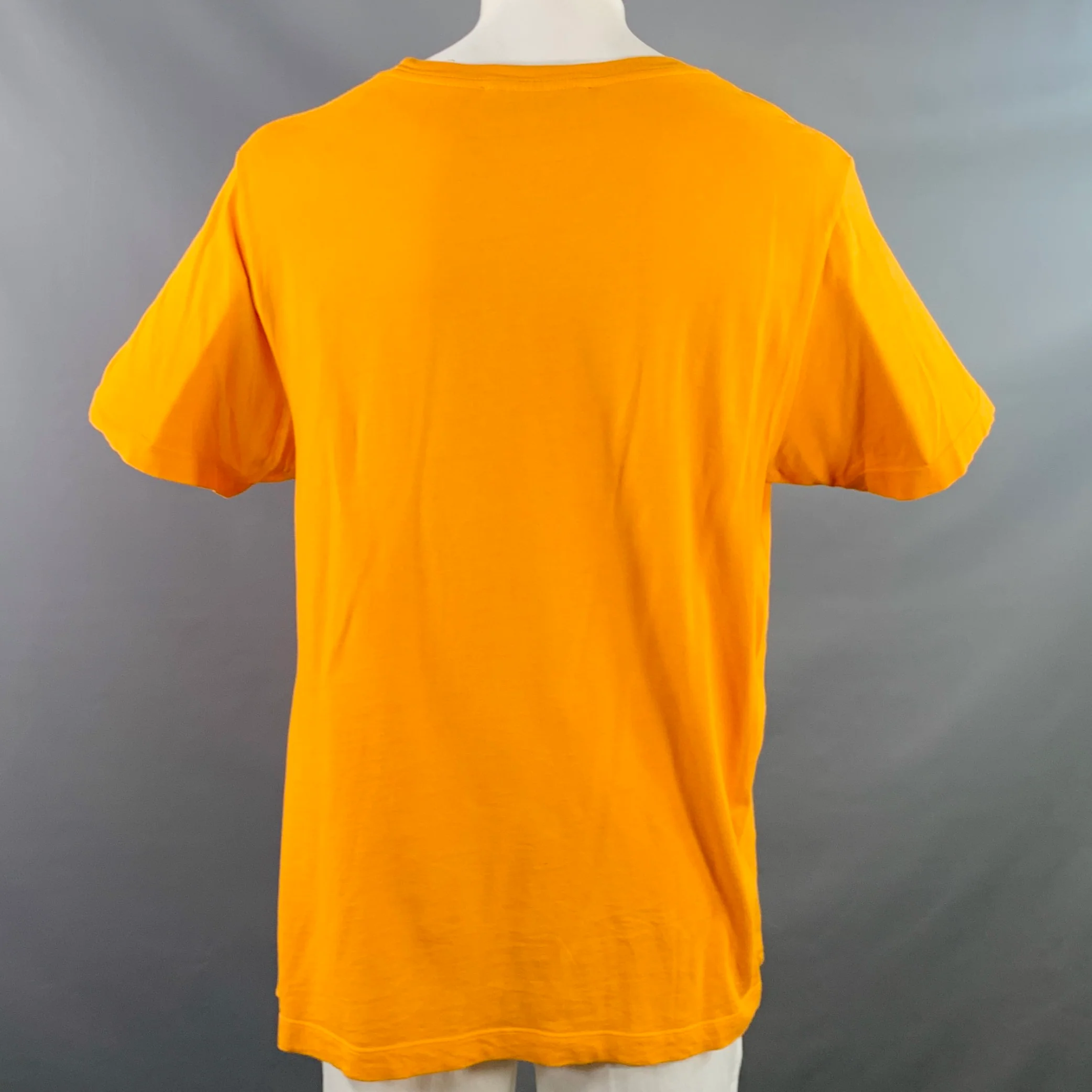 THE ELDER STATESMAN Size XL Yellow Orange Cotton Cashmere Scoop Neck T-shirt - Image 3
