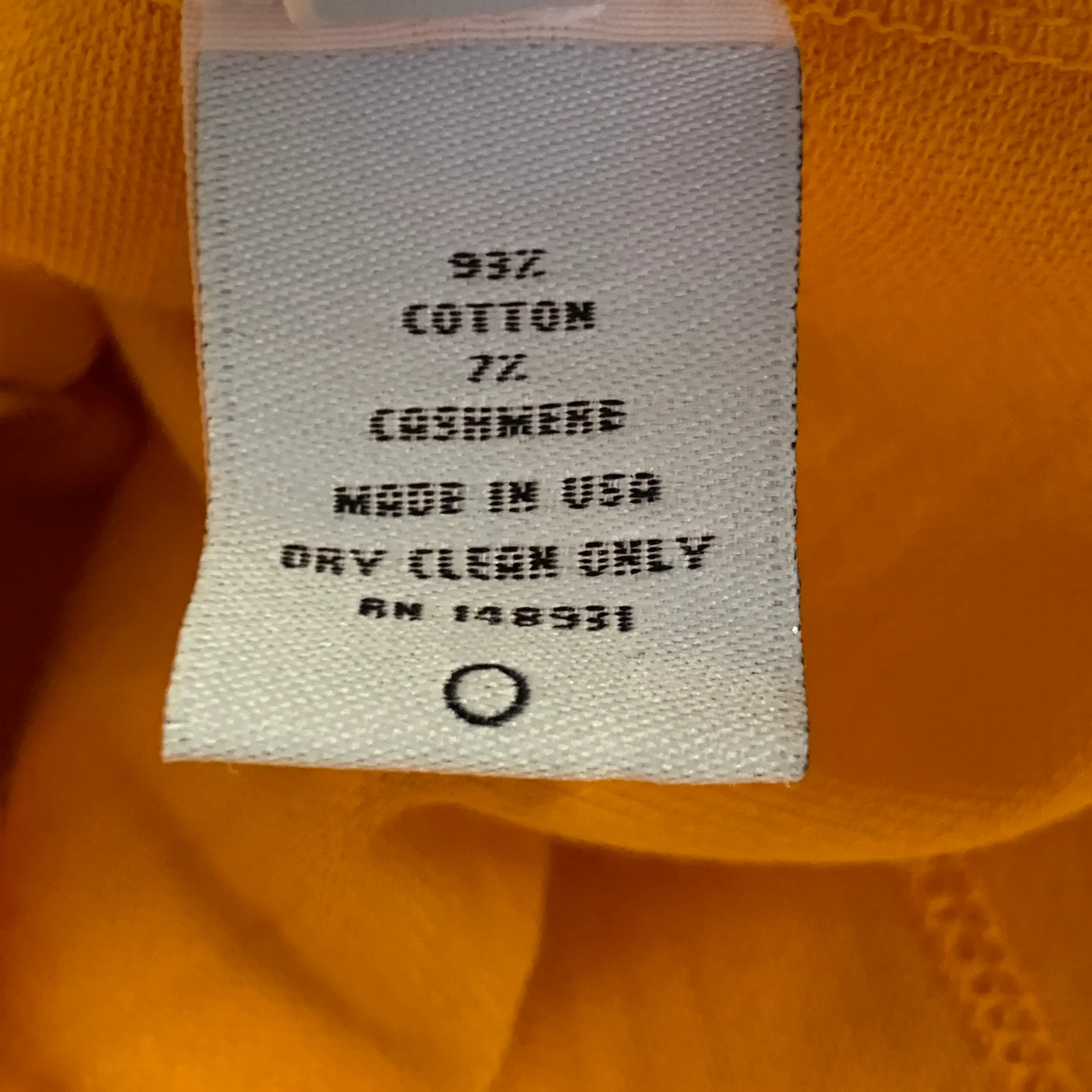THE ELDER STATESMAN Size XL Yellow Orange Cotton Cashmere Scoop Neck T-shirt - Image 6