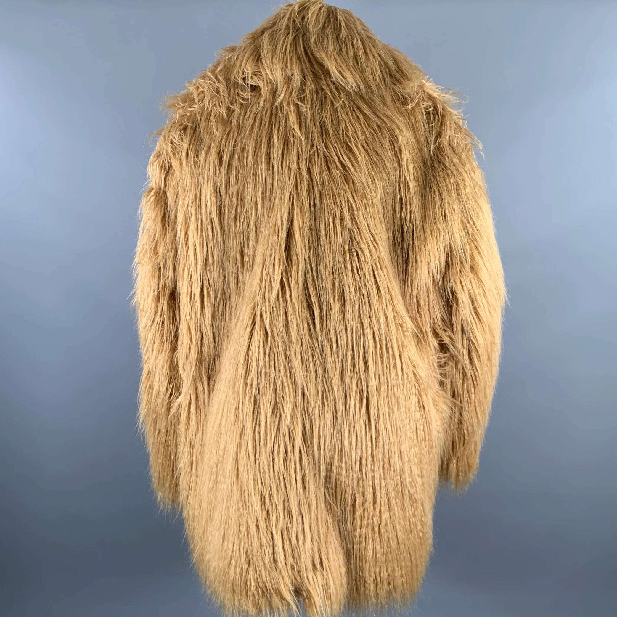 THE FRANKIE SHOP mILEY Size M/L Camel Modacrylic Blend Faux Fur Notch Lapel Coat - Image 4