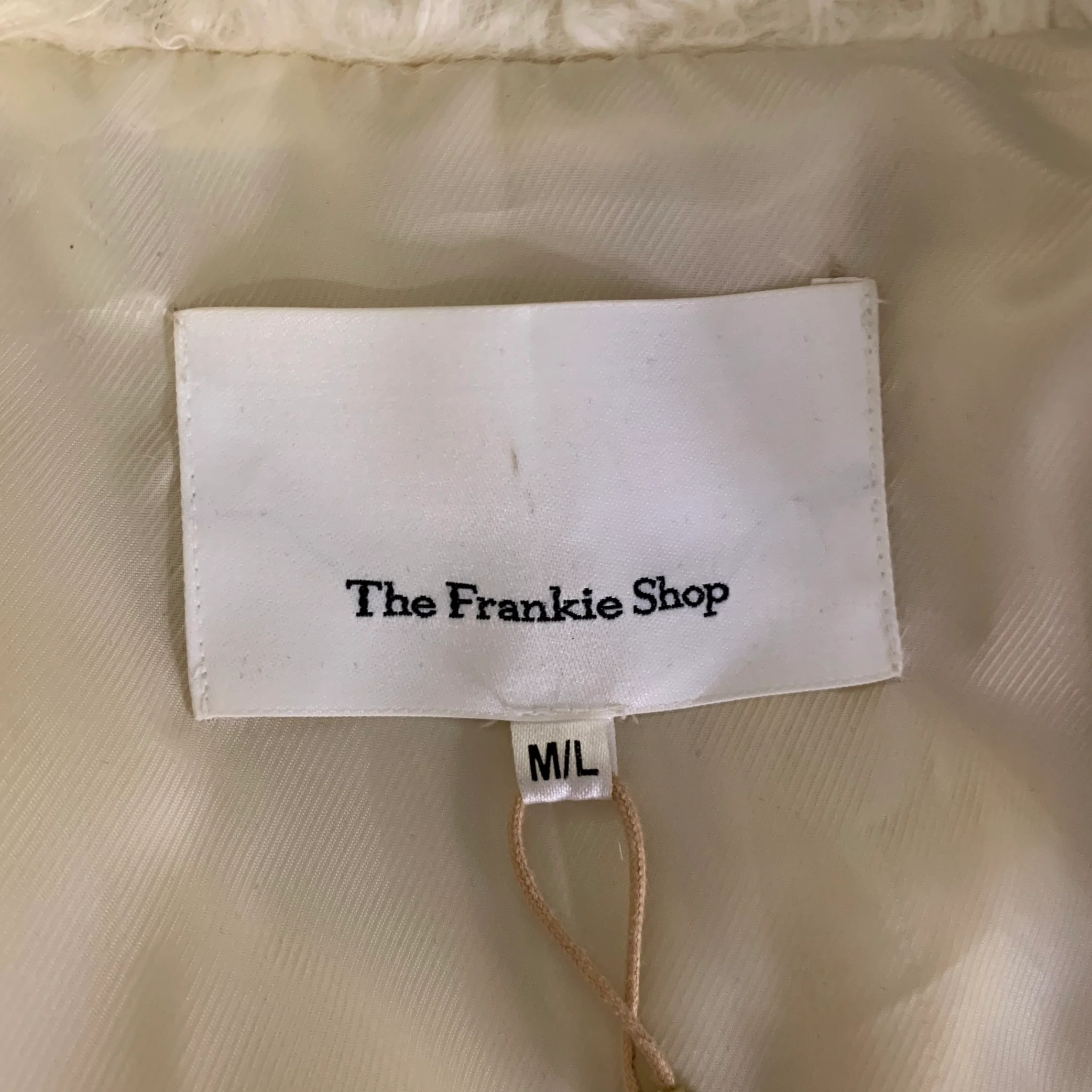 THE FRANKIE SHOP Size M/L Off White Modacrylic Blend Faux Fur Notch Lapel Coat - Image 5