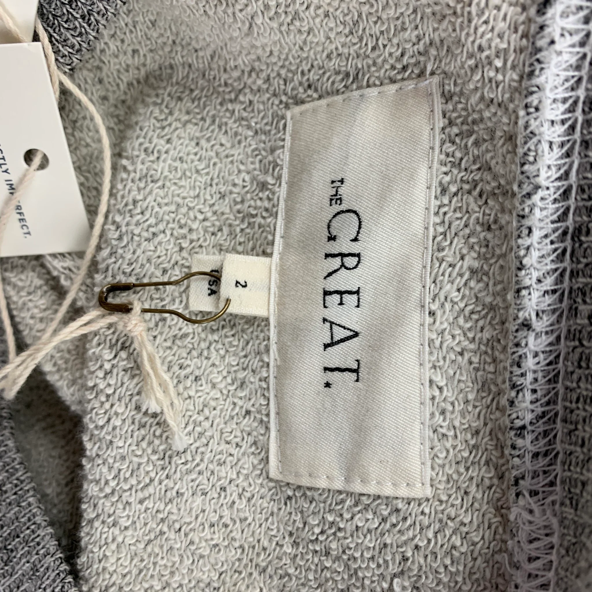 THE GREAT Size 2 Grey White Cotton Polyester Crew-Neck Pullover - Image 6