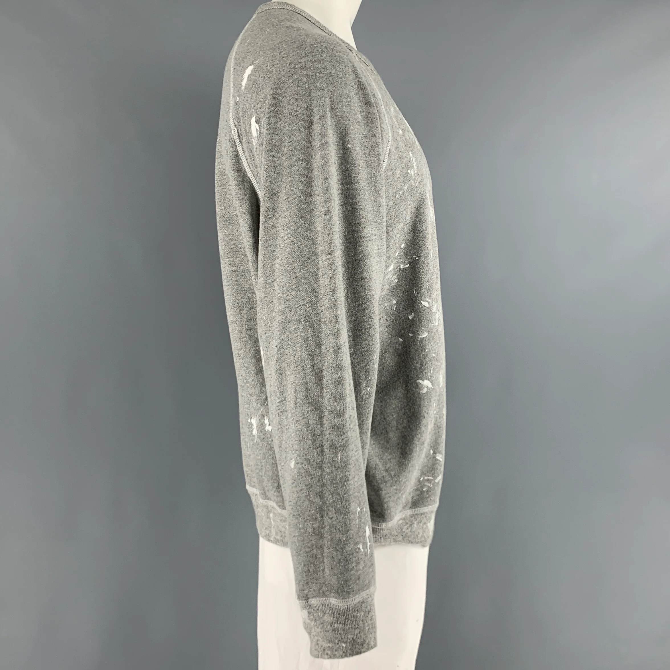 THE GREAT Size XL Grey White Splattered Cotton Polyester Crew-Neck Sweatshirt - Image 2
