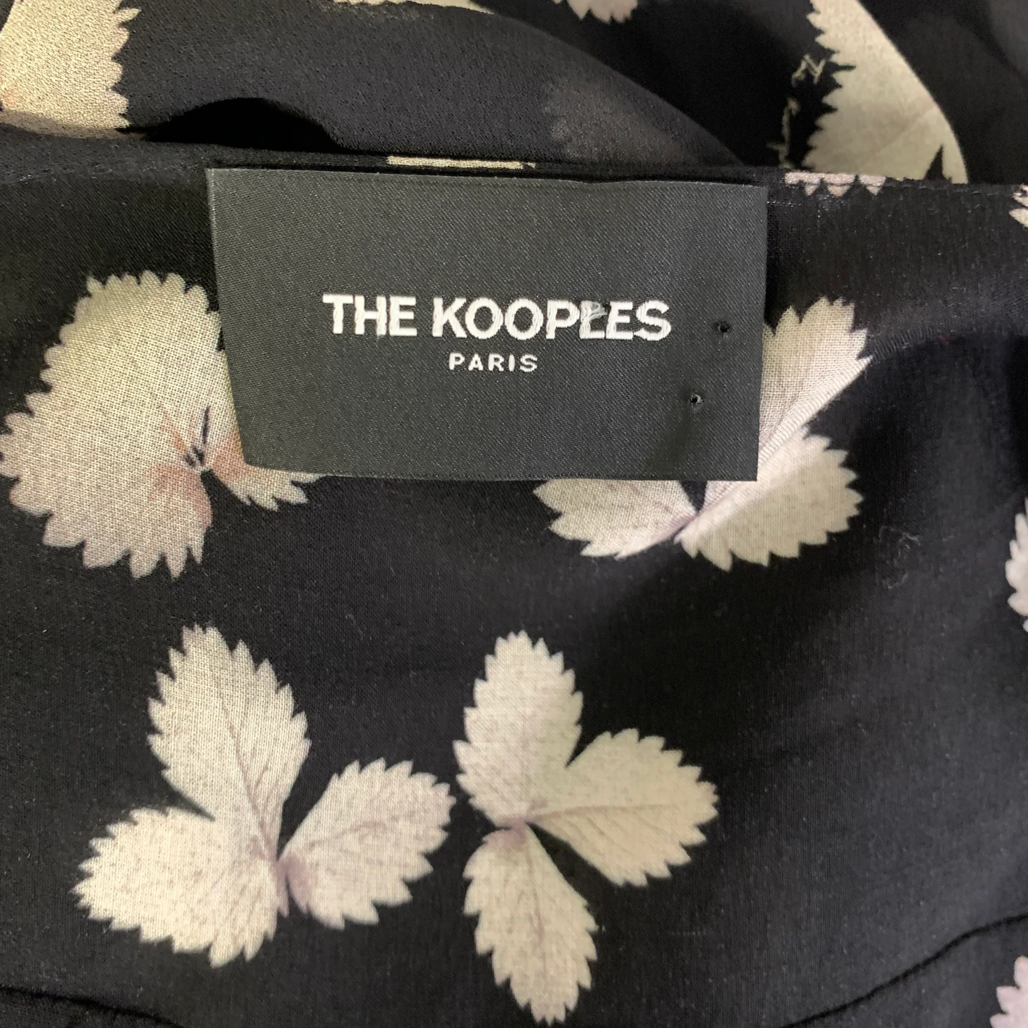 THE KOOPLES Size 1 Black White Viscose Leafs High Low Dress - Image 5