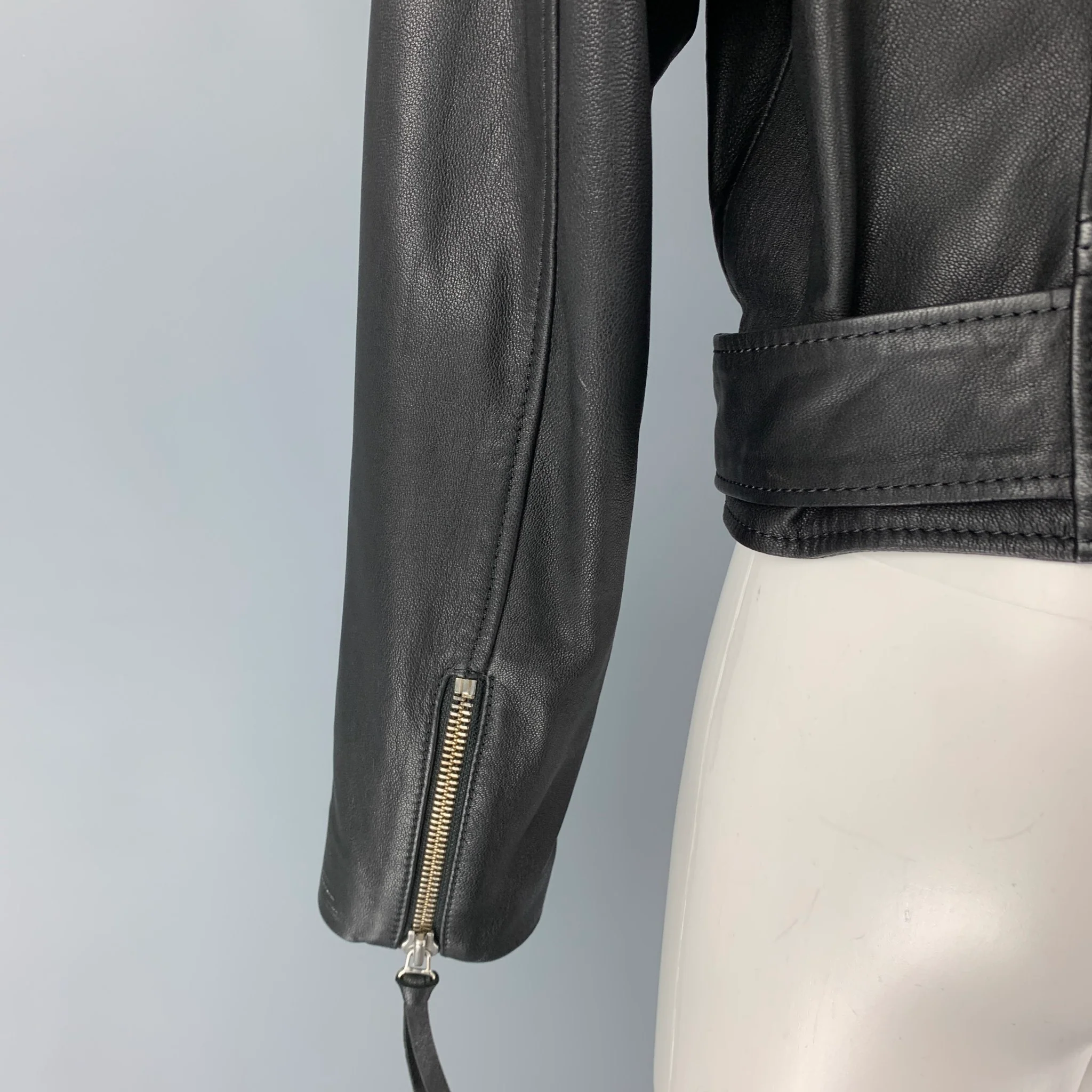 THE KOOPLES Size 2 Black Leather Studded Biker Jacket - Image 5
