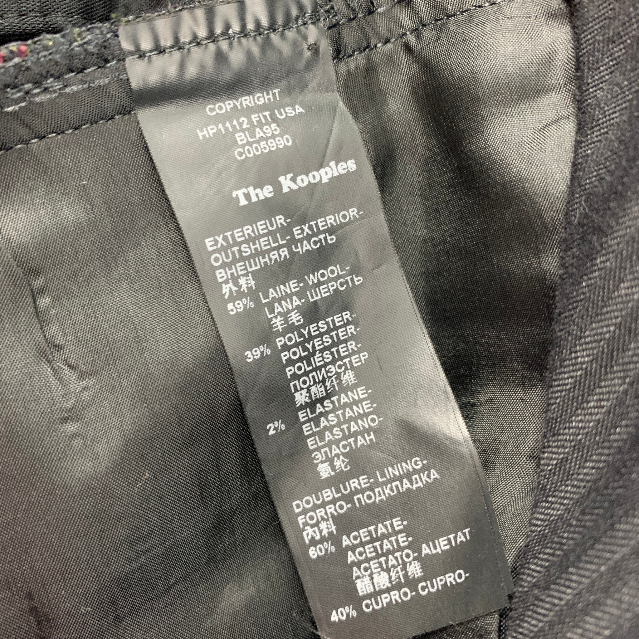 THE KOOPLES Size 30 Black Olive Burgundy Plaid Wool Blend Zip Fly Dress Pants - Image 4