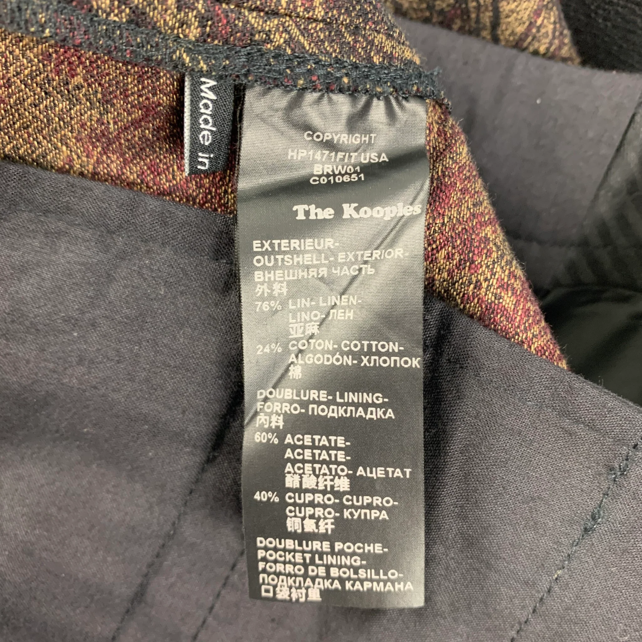 THE KOOPLES Size 30 Burgundy Gold Paisley Linen Cotton Zip Fly Dress Pants - Image 4