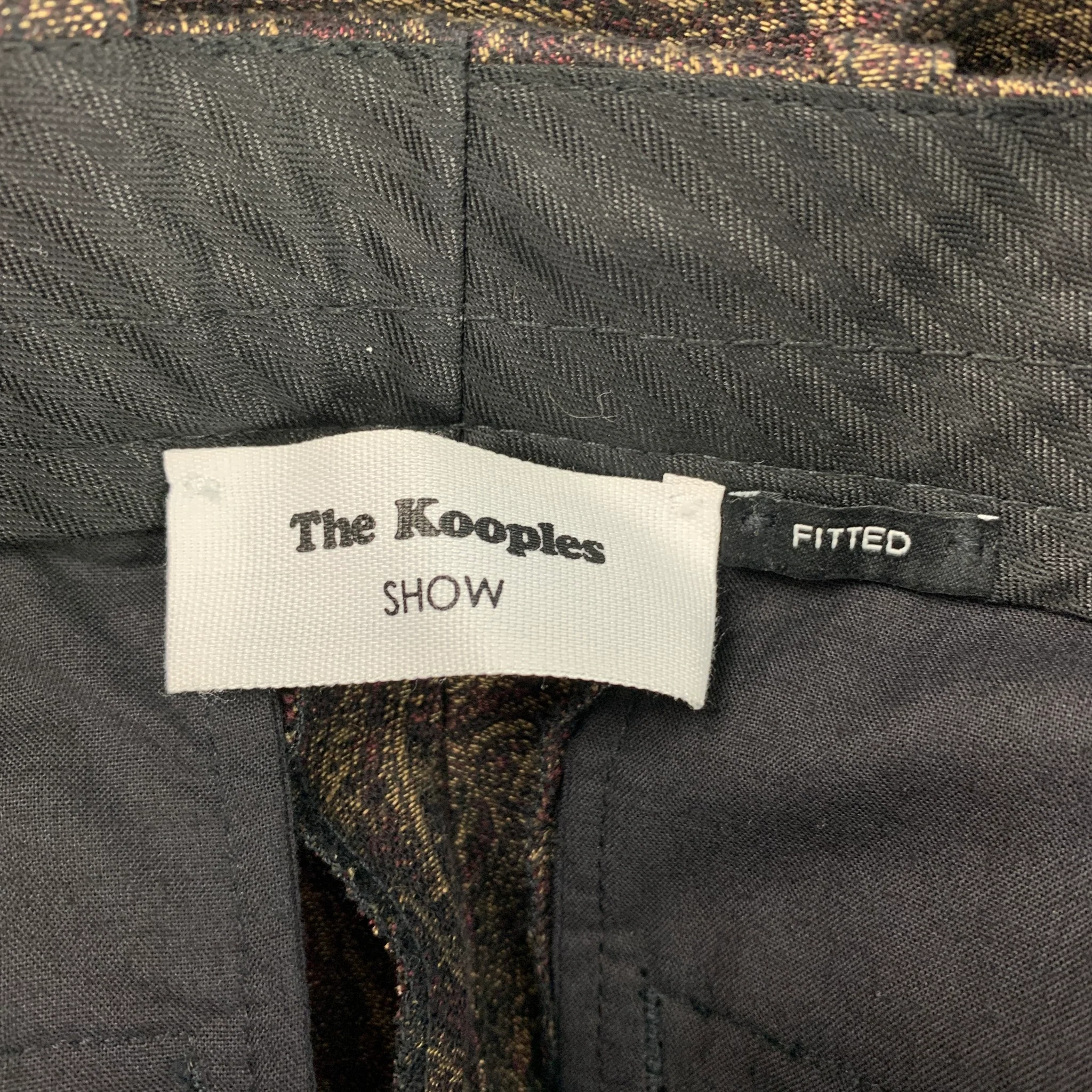 THE KOOPLES Size 30 Burgundy Gold Paisley Linen Cotton Zip Fly Dress Pants - Image 6