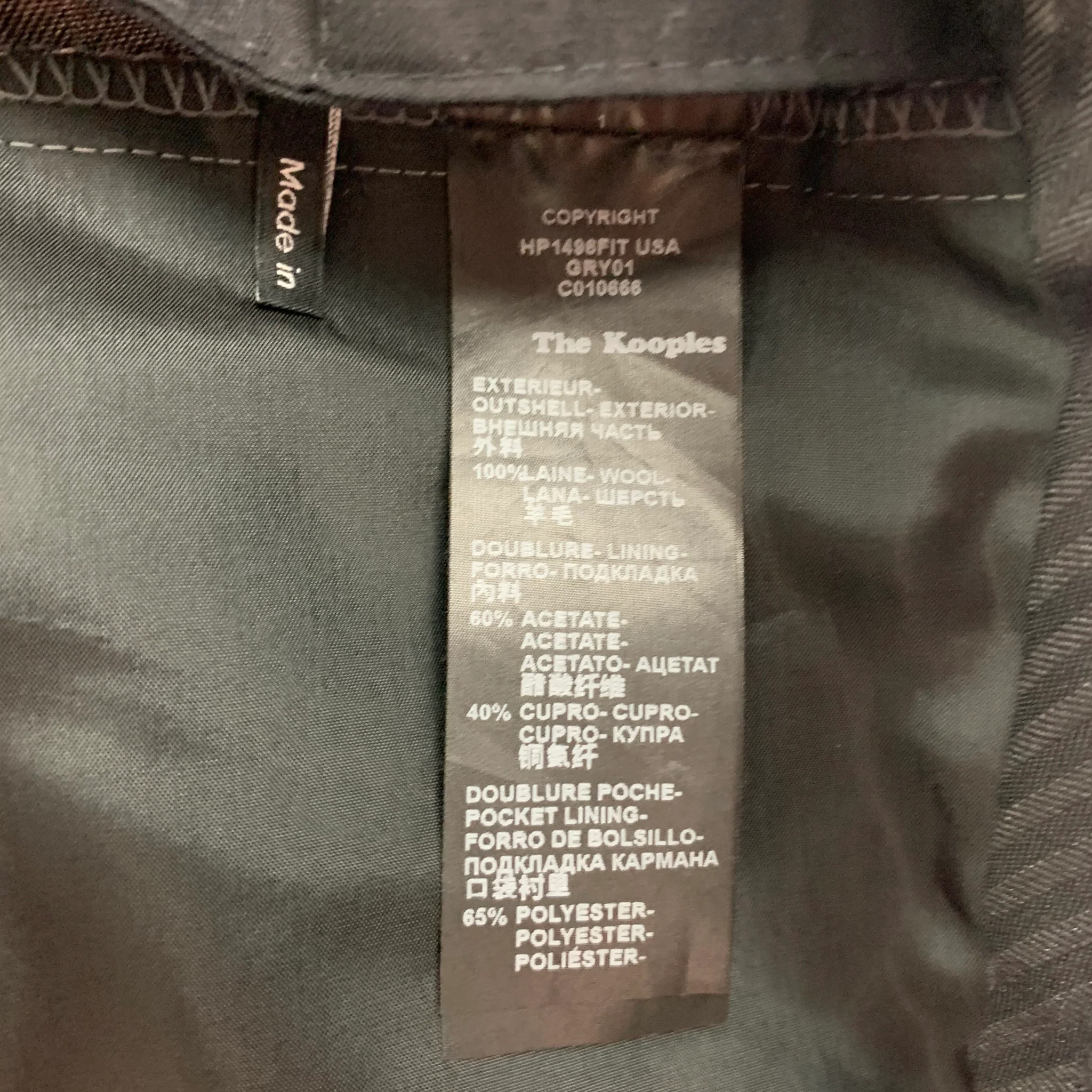 THE KOOPLES Size 30 Grey Plaid Wool Zip Fly Dress Pants - Image 3