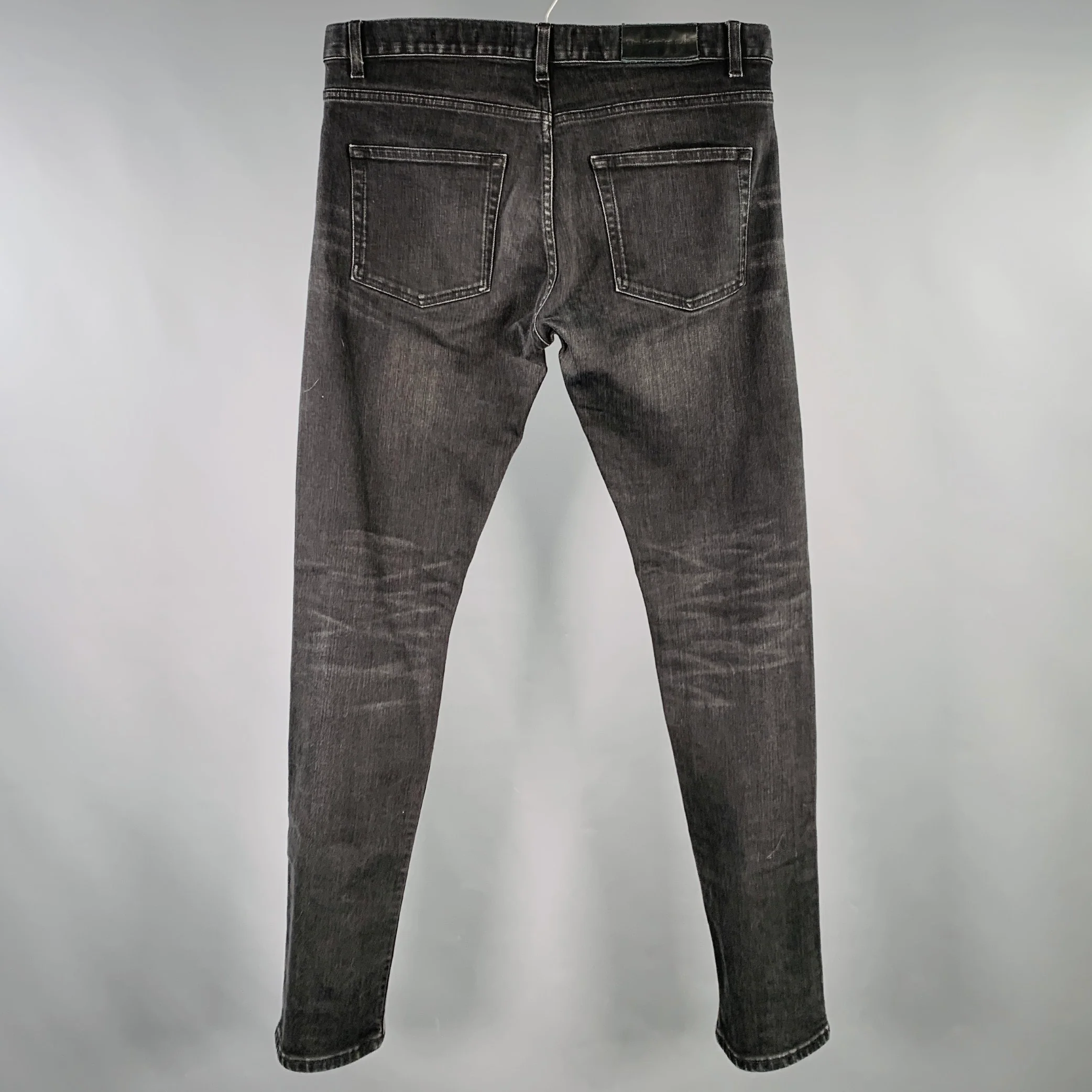 THE KOOPLES Size 31 Black Grey Distressed Cotton Blend Selvedge Jeans - Image 3