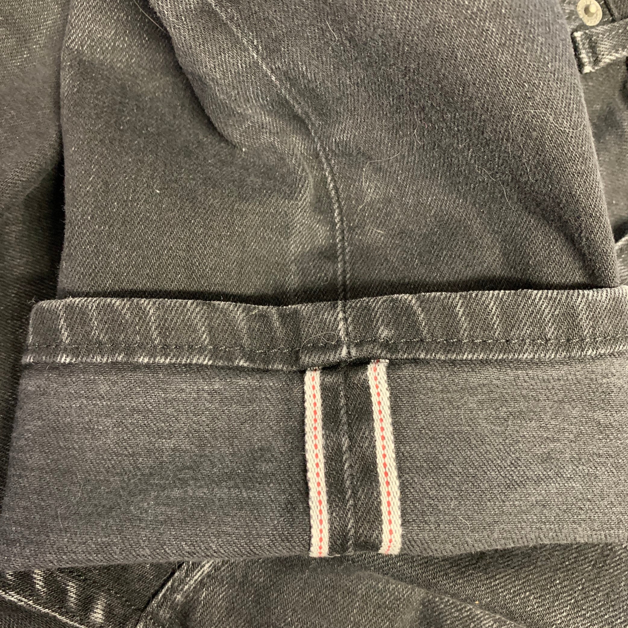 THE KOOPLES Size 31 Black Grey Distressed Cotton Blend Selvedge Jeans - Image 9