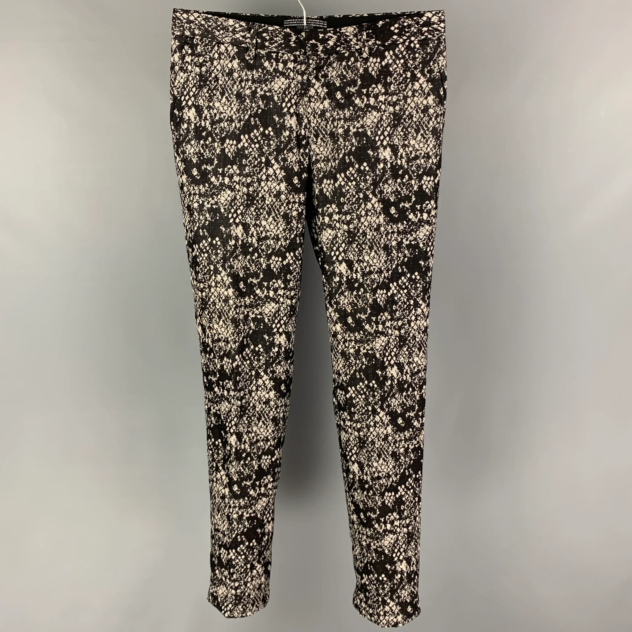 THE KOOPLES Size 32 Black Grey Print Wool Zip Fly Dress Pants