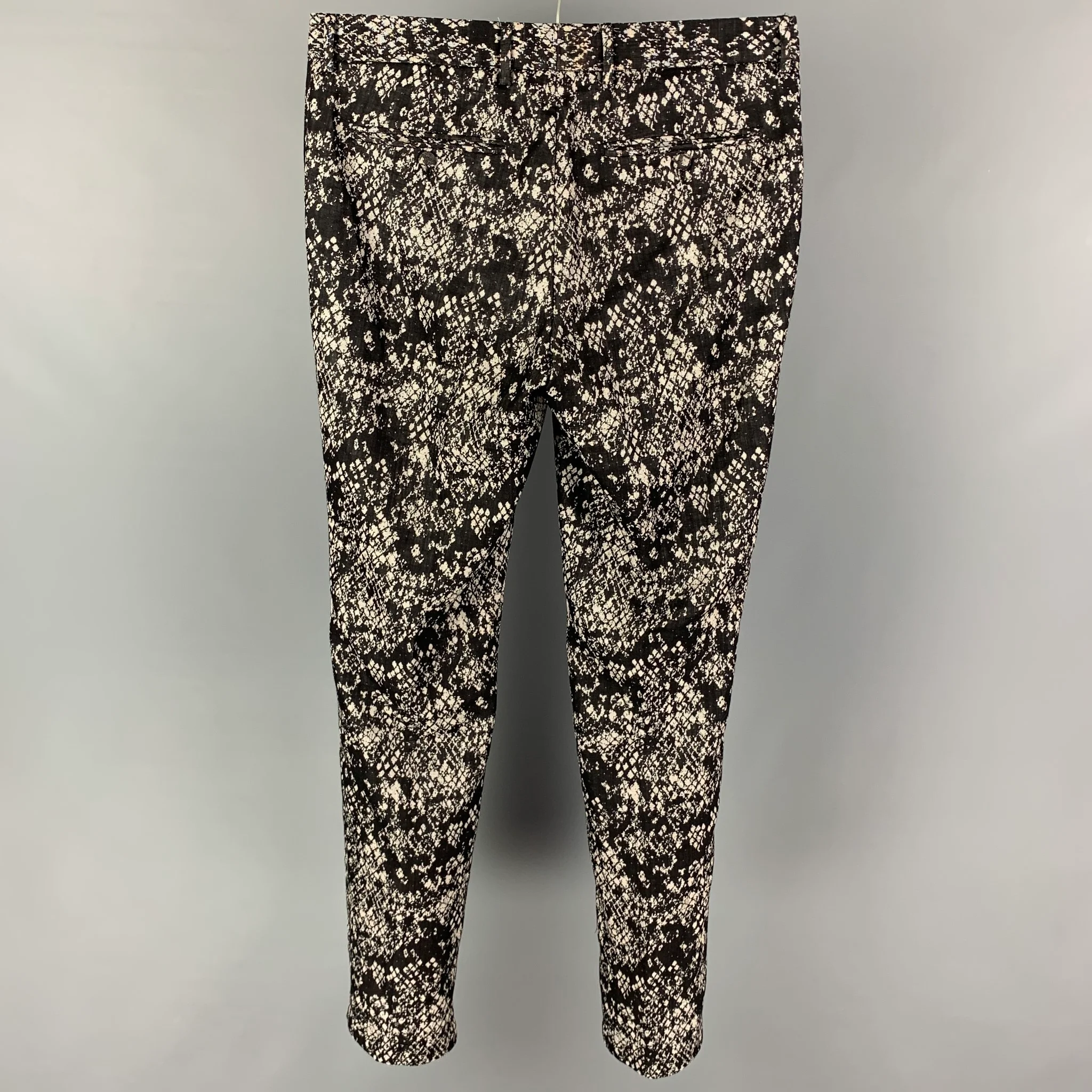 THE KOOPLES Size 32 Black Grey Print Wool Zip Fly Dress Pants - Image 3