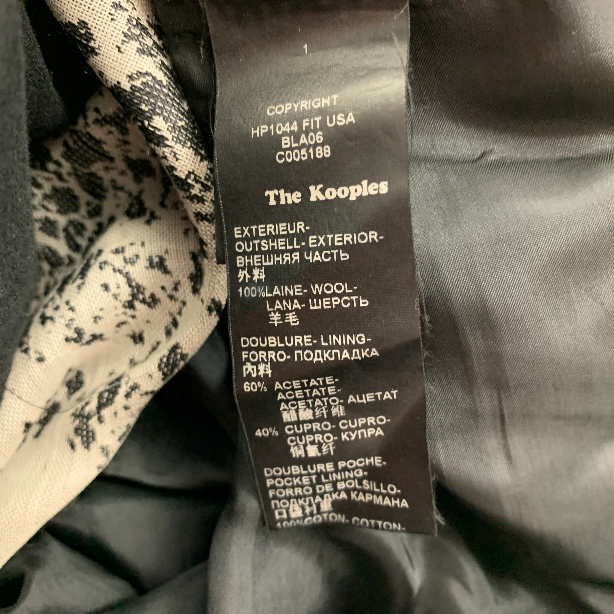 THE KOOPLES Size 32 Black Grey Print Wool Zip Fly Dress Pants - Image 4