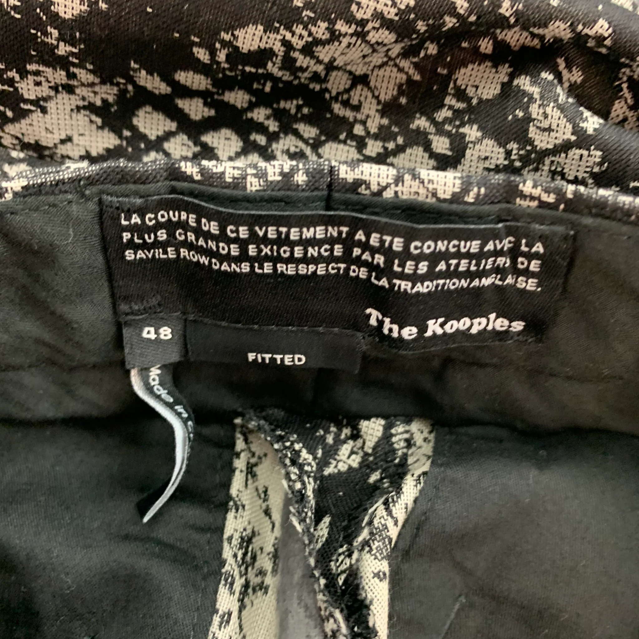 THE KOOPLES Size 32 Black Grey Print Wool Zip Fly Dress Pants - Image 5