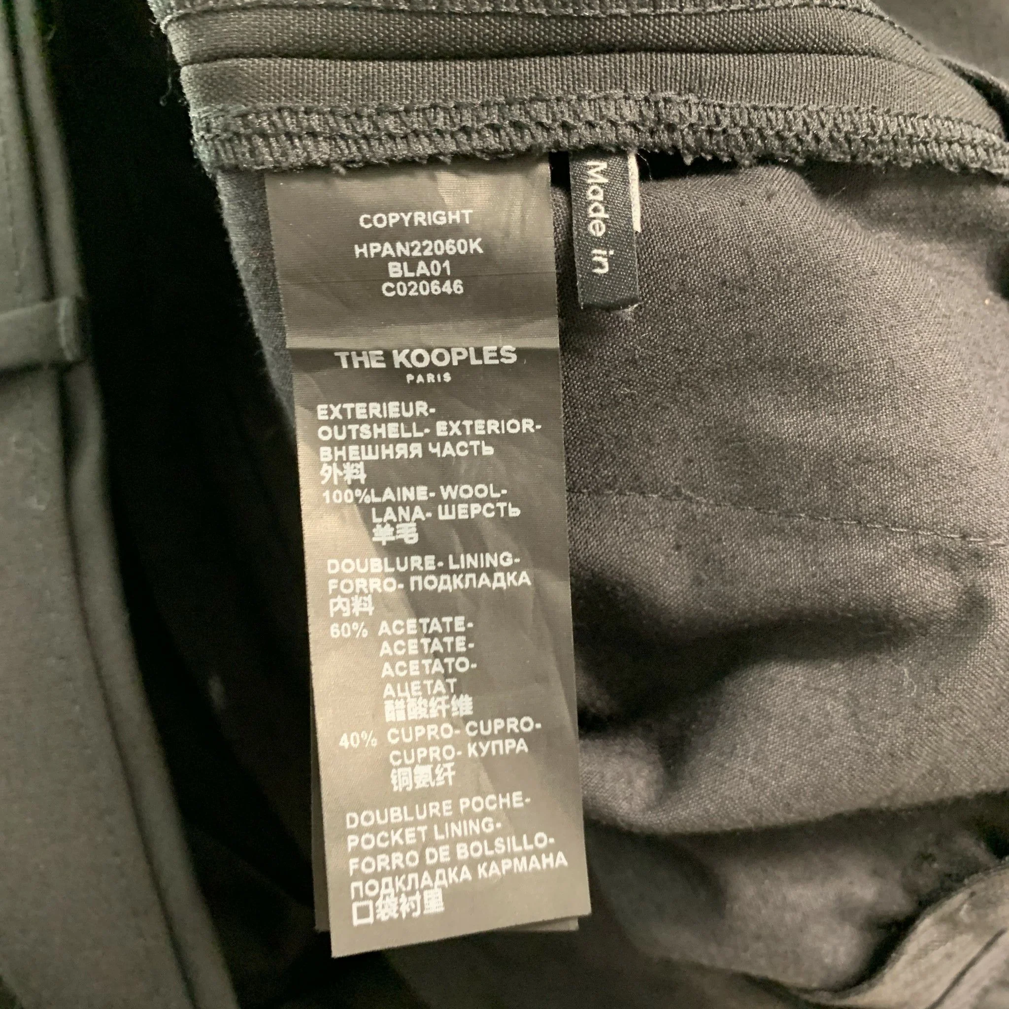 THE KOOPLES Size 32 Black Solid Wool Zip Fly Dress Pants - Image 4