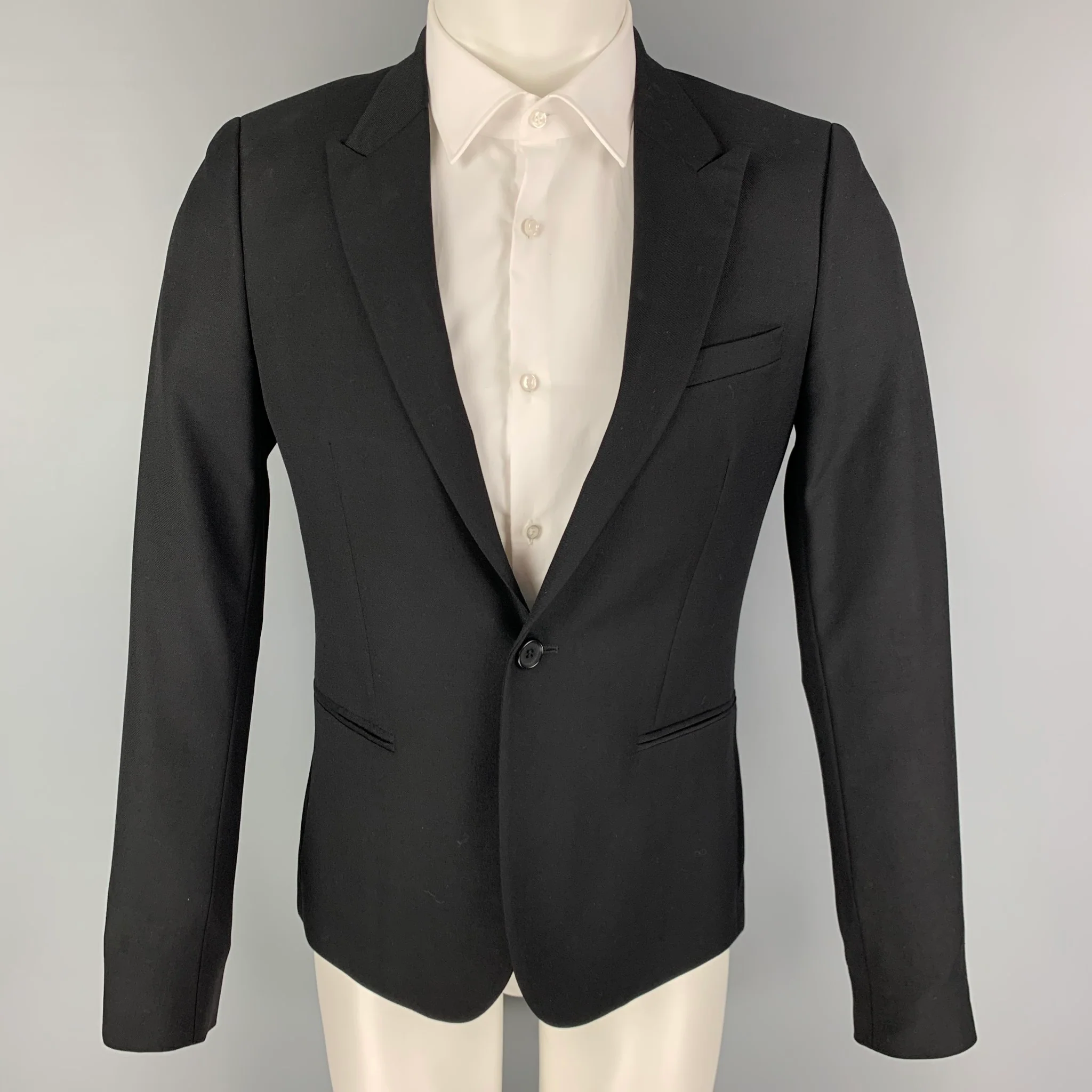 THE KOOPLES Size 36 Black Wool Peak Lapel Sport Coat