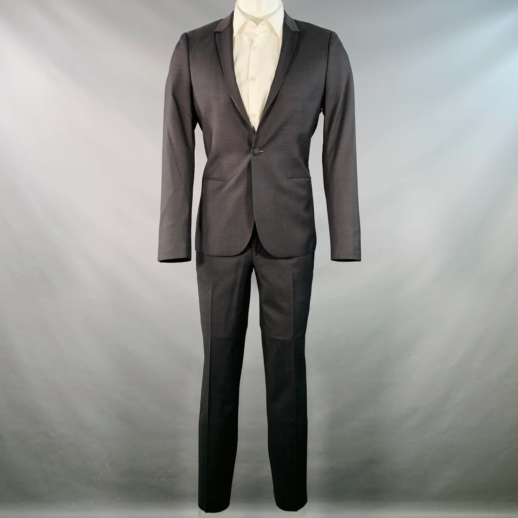 THE KOOPLES Size 38 Black Wool Woven Peak Lapel Tuxedo - Image 2