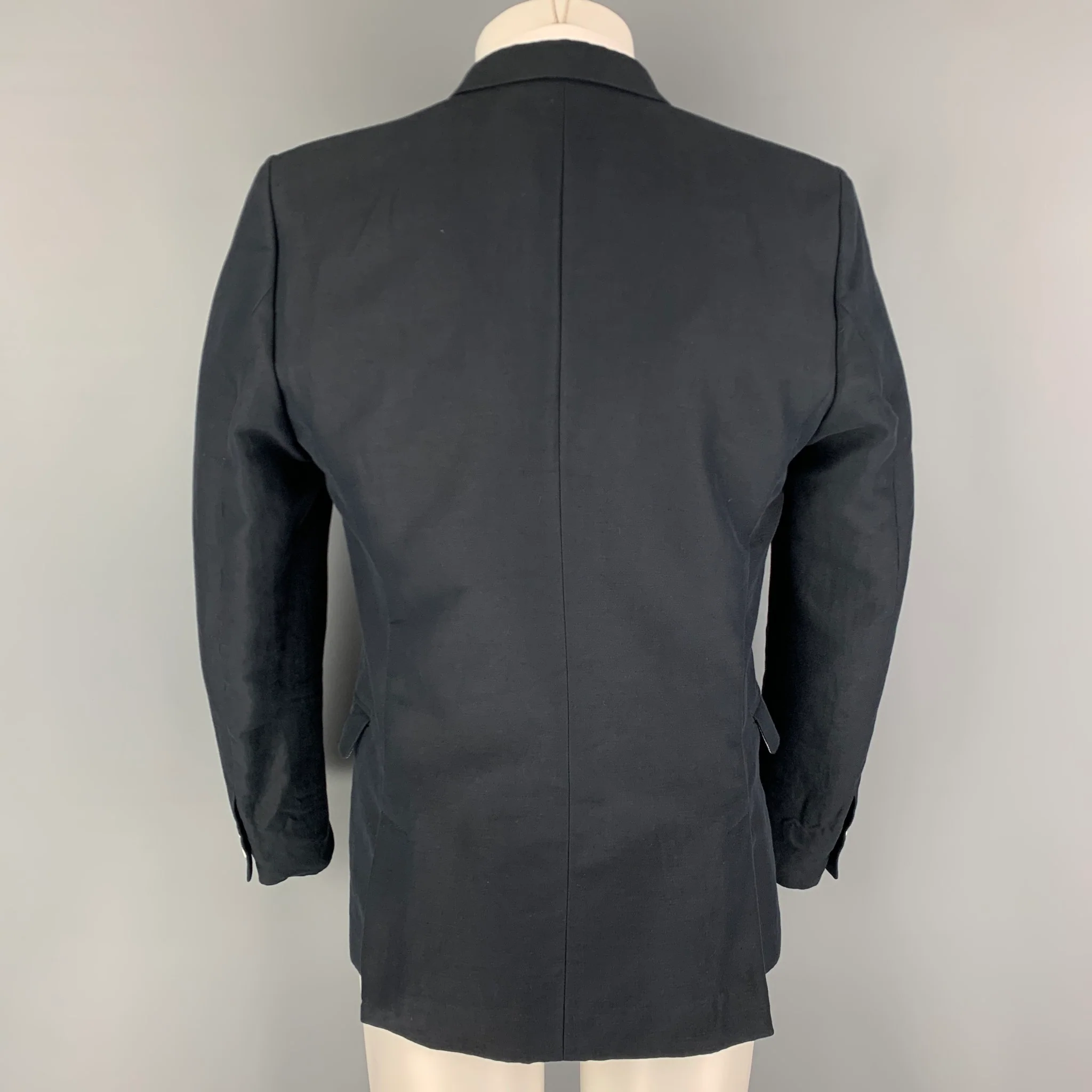 THE KOOPLES Size 38 Navy Cotton Linen Peak Lapel Sport Coat - Image 3