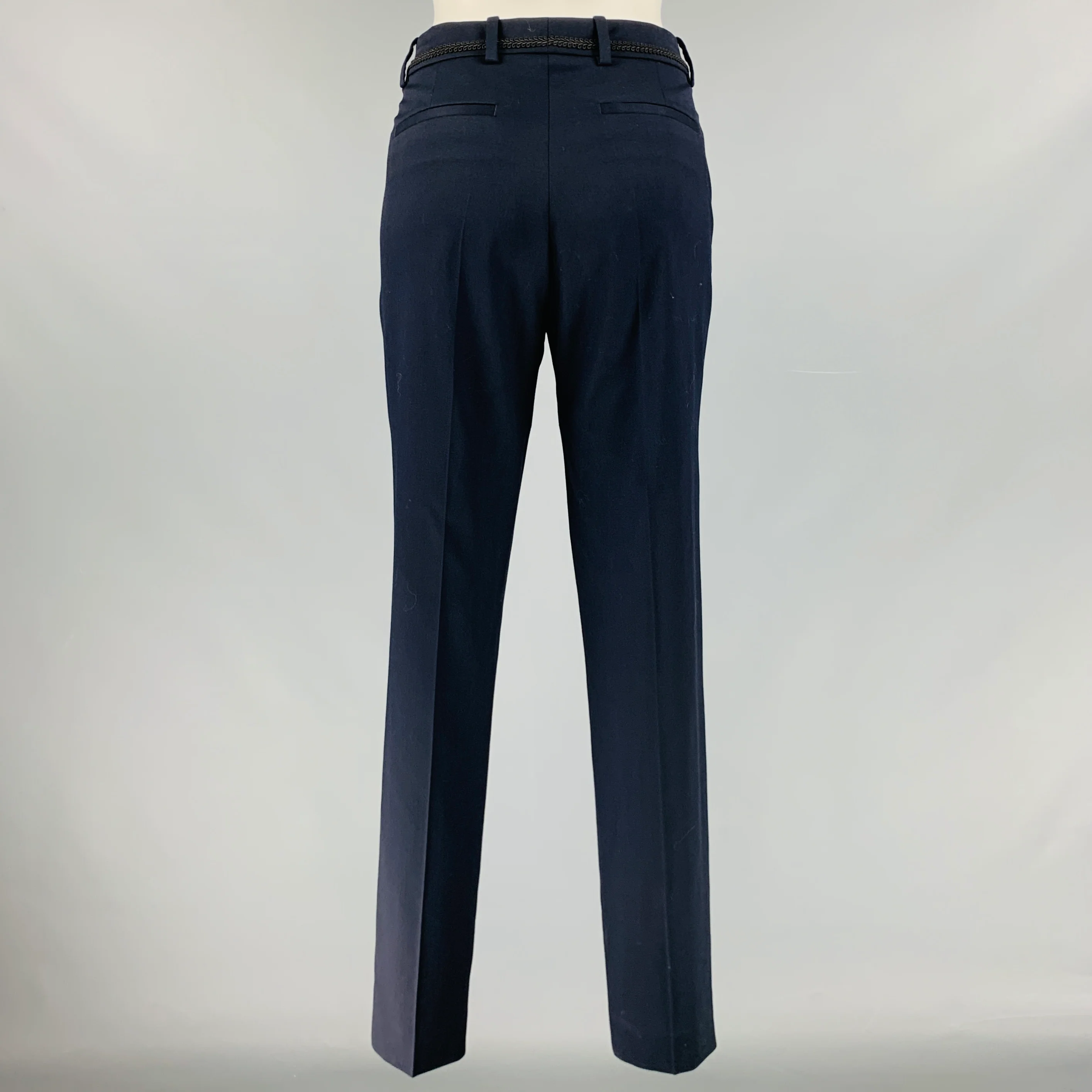THE KOOPLES Size 4 Navy Black Wool Blend Contrast Trim Dress Pants - Image 3
