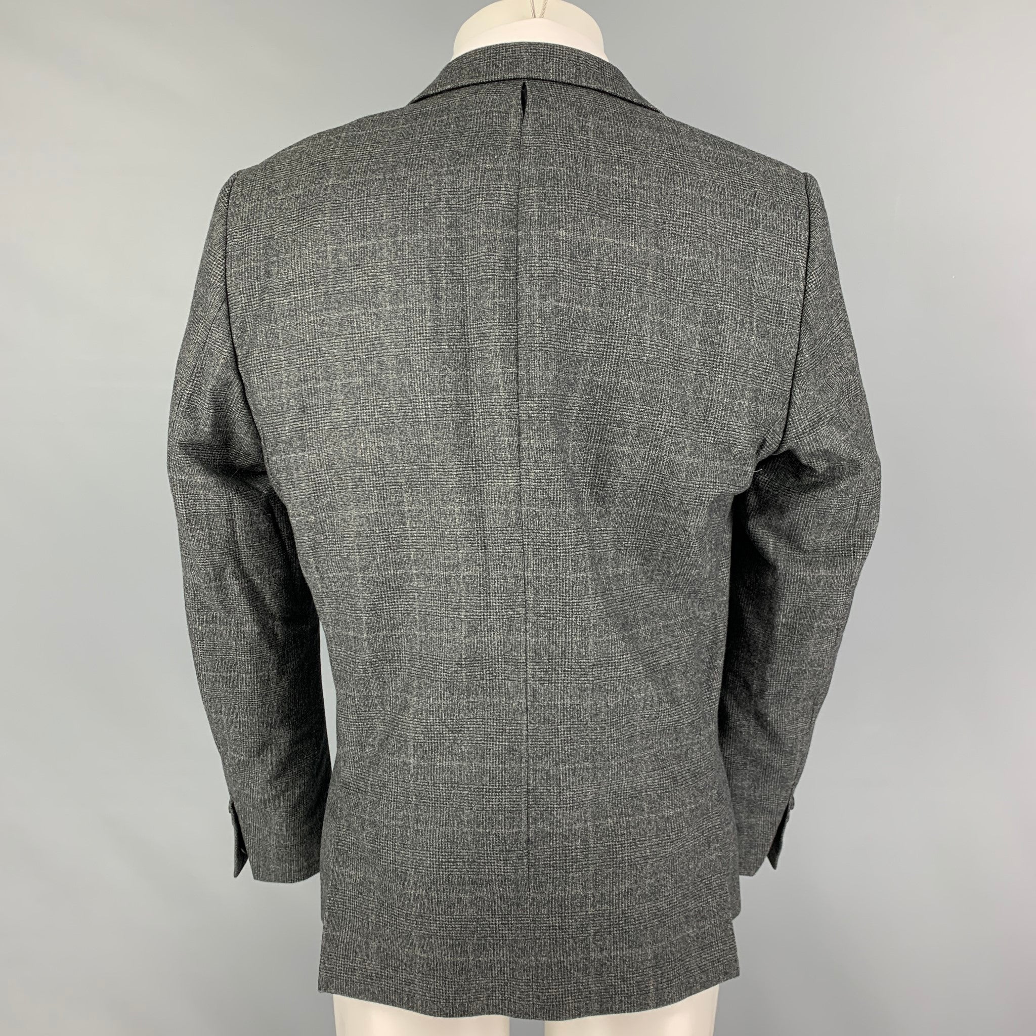 THE KOOPLES Size 40 Dark Gray Glenplaid Wool Peak Lapel Sport Coat - Image 3